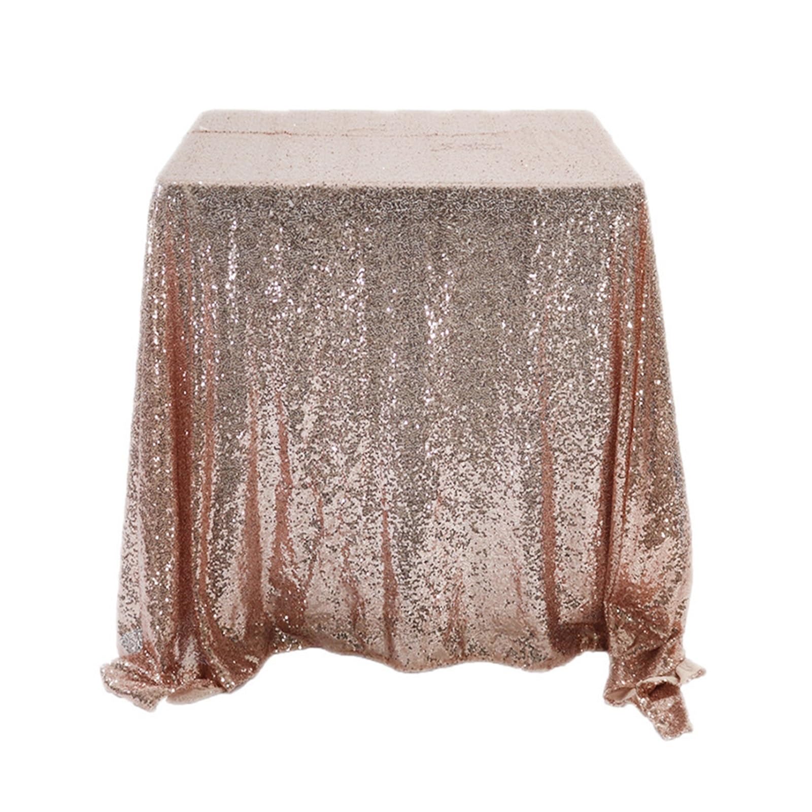 EKalgretrA Sequin Tablecloth Rectangular Sequin Tablecloth, Gold Table Cloth for Wedding Decoration, Party Banquet, Home Decor(Rose Gold,50inchX50inch)