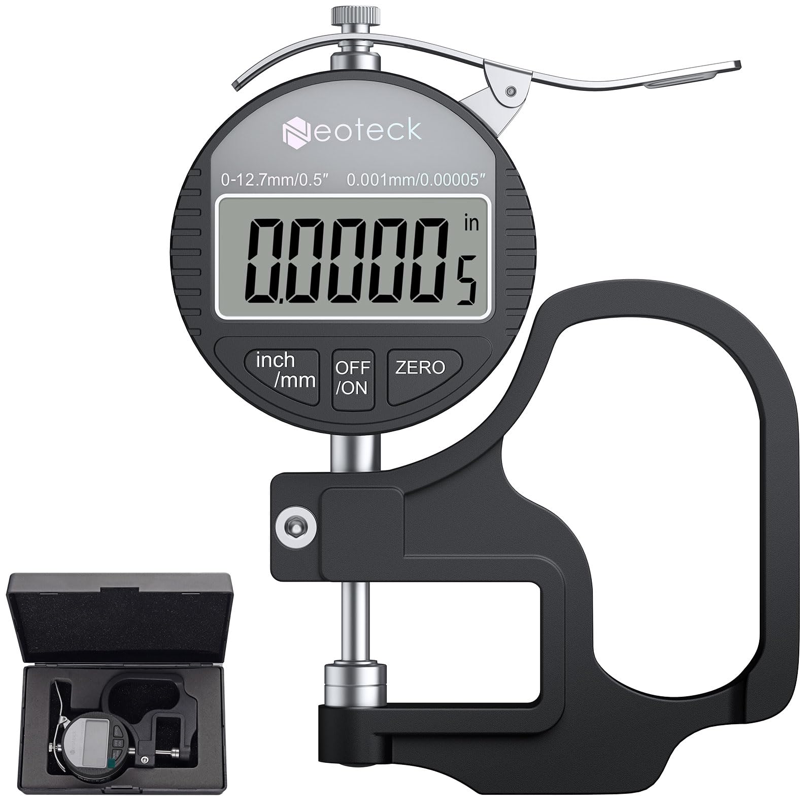 Neoteck Micrometro Digitale 0-12.7mm Risoluzione 0.001mm Calibro Spessore LCD Misuratore di Precisione