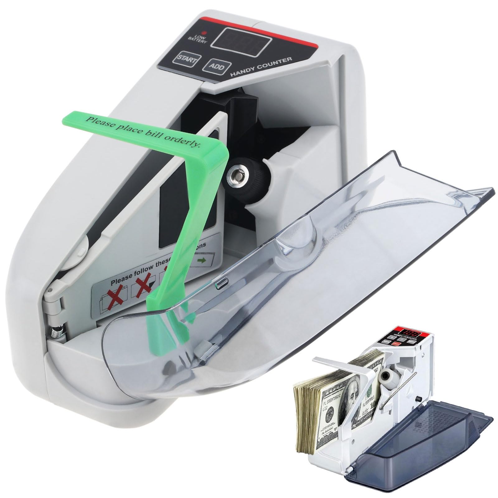 OriGlam 【The Best Deal】YBC-V30 Mini Bill Cash Money Currency Counter Machine, Portable Handy Money Cash Bill Counting Machine