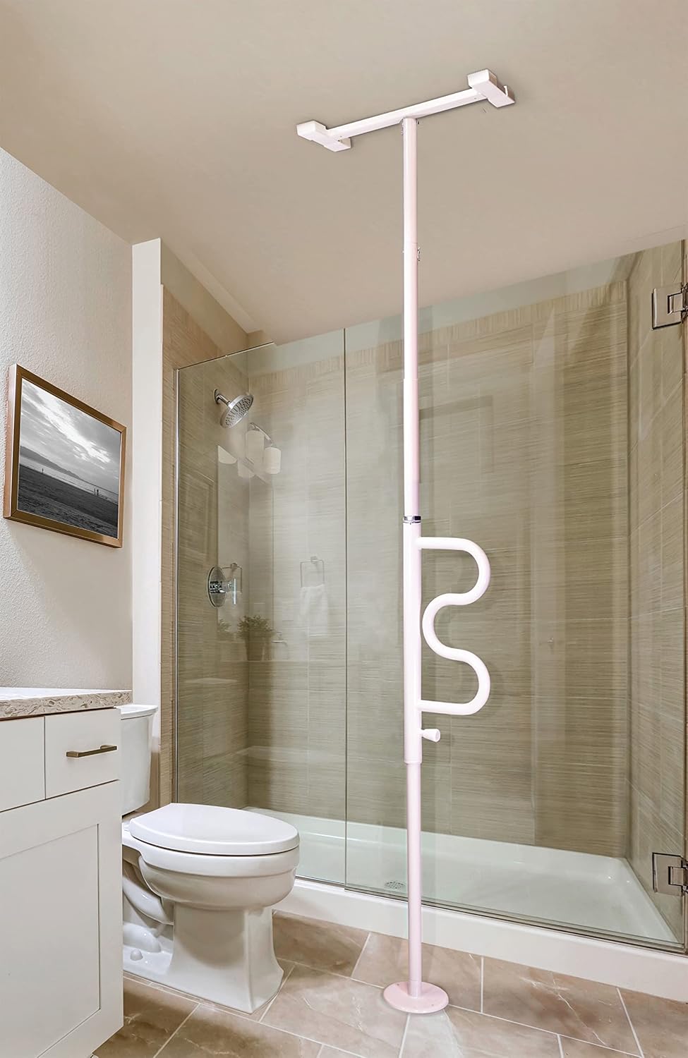 Stander Security Pole and Curve Grab Bar, Elderly Tension