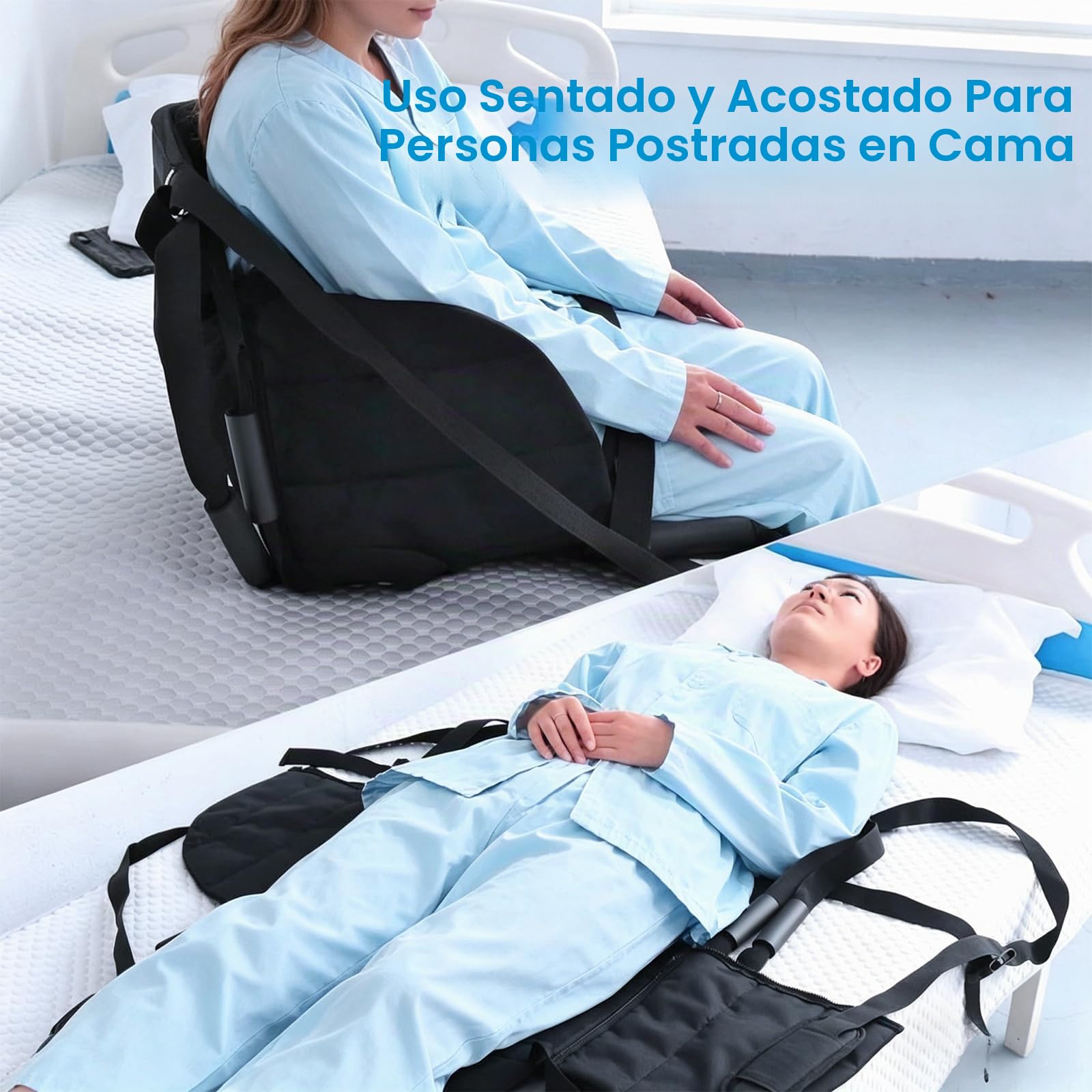 Cinturón Transferencia para Pacientes, Ayuda para la Movilidad y Transferencia Eslinga Elevación Dispositivo Asistencia para Personas Mayores Diseño con Cremallera Lateral Capacidad Carga 150kg