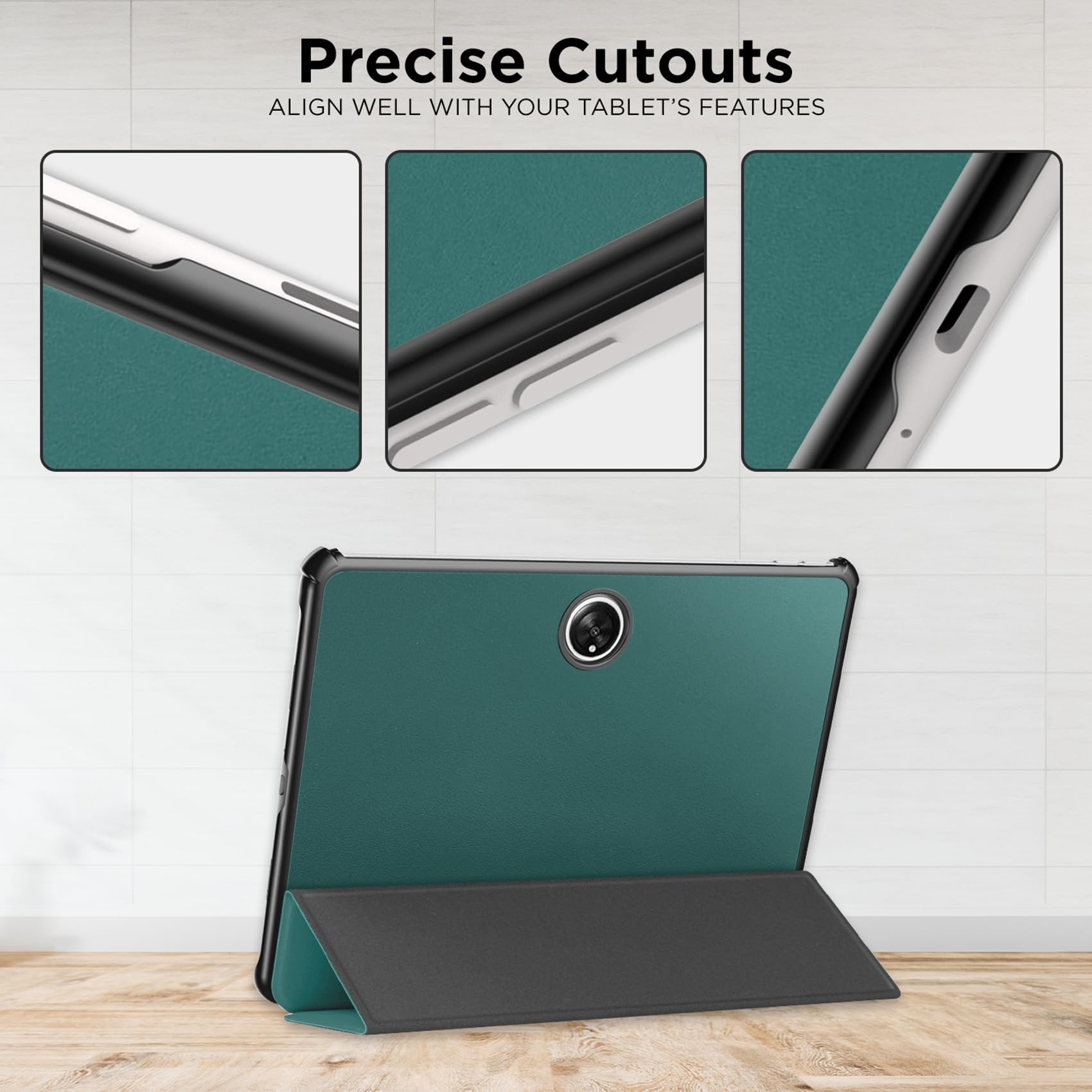 Robustrion Cover for OnePlus Pad Go 11.35 inch Cover Case, Trifold Flip Case Cover for OnePlus Pad GO 11.35 inch [Support Auto Sleep Wake] - Dark Green