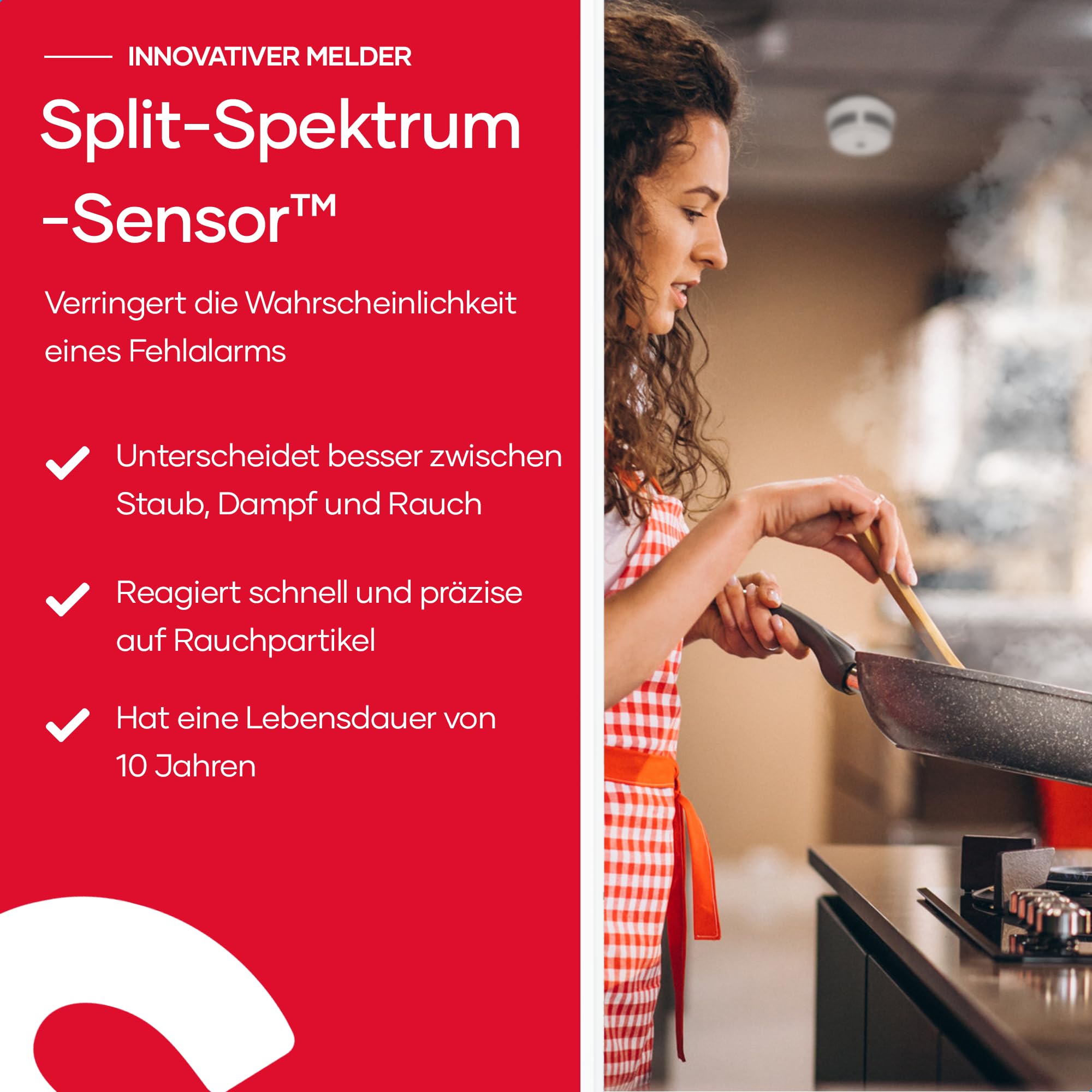 SAVS S10 Stand-Alone-Rauchwarnmelder - Integrierte 10-Jahres-Batterie - Optischer Doppelsensor - Fernbediente Mute-Funktion - Magnetische Montage ohne Bohren - Schlankes Design - Weiß - 10er Set