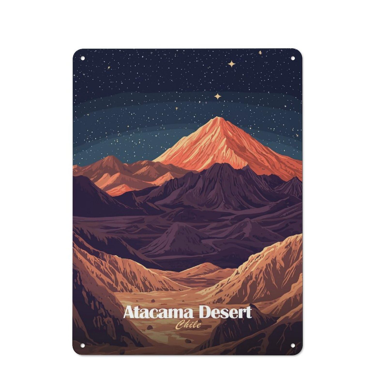 Junmoney Style-21 Atacama Desert Night Printed Metal Sign 40X30cm For Man Cave Or Games Room, Suited To Games Room Collectors
