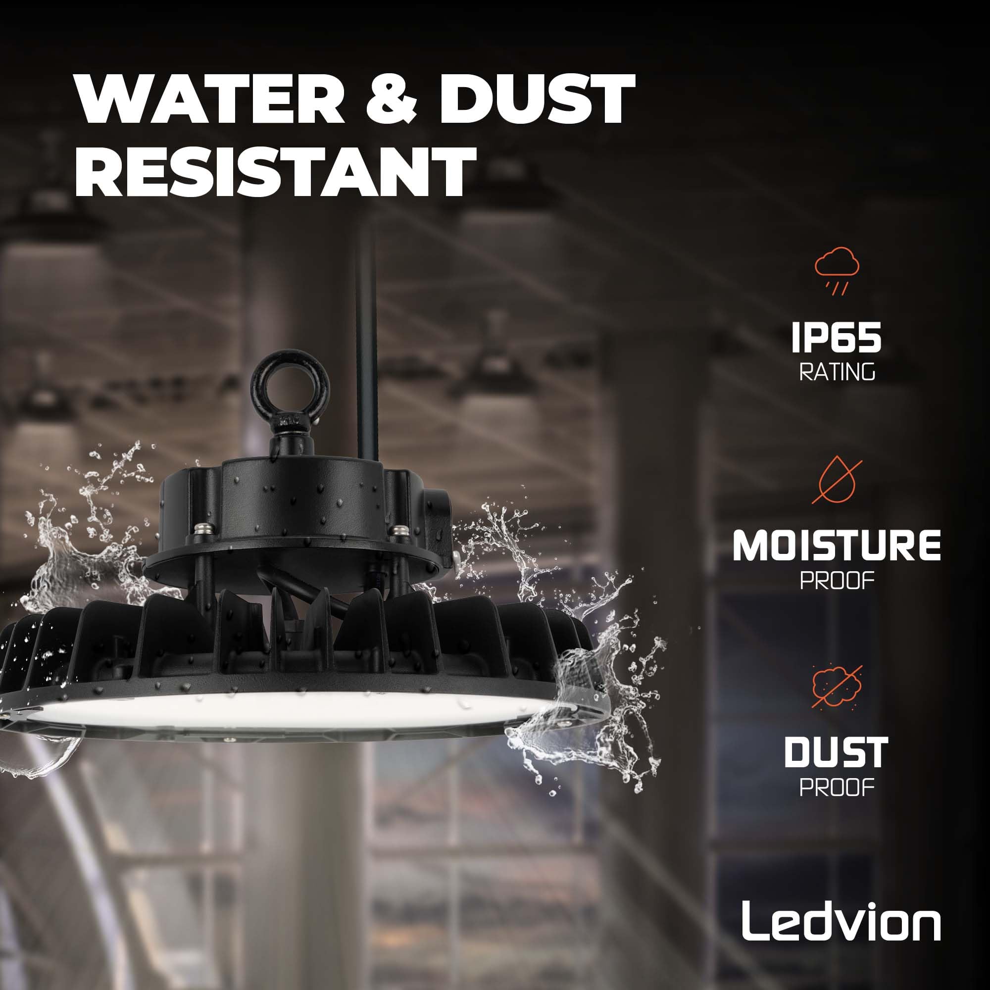 Ledvion LED Hallenstrahler 240-190-140W 175lm/W 4000K Dimmbar IP65 | 175 lm/W, dimmbar in 3 Stufen, IP65, 5 Jahre Garantie