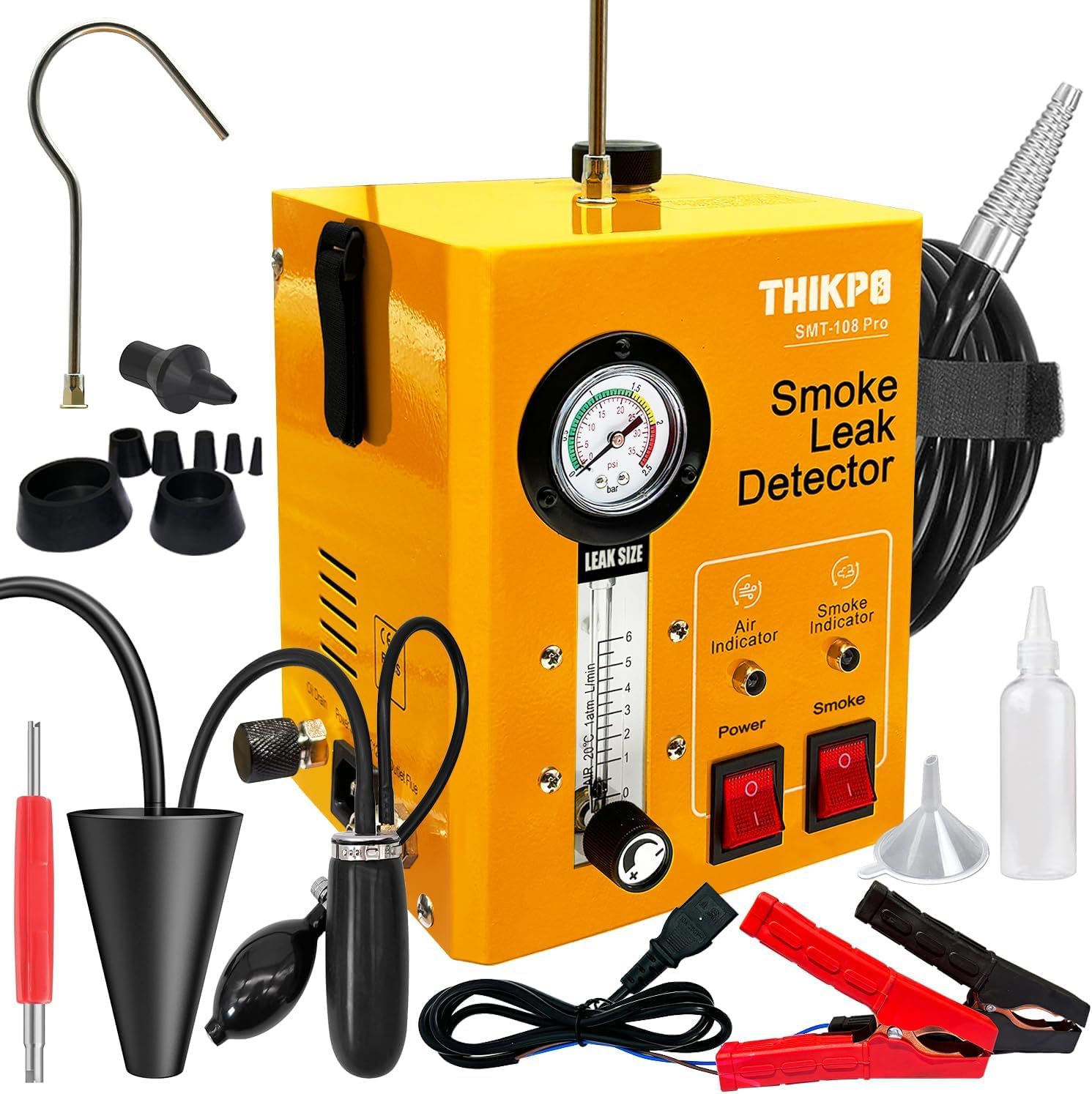 Máquina de Humo Detector 12V, EVAP Detector Fugas Humo, Fugas de Automóviles Detectar para Sistema de EVAP, Sistema de Combustible del Coche (Amarillo)