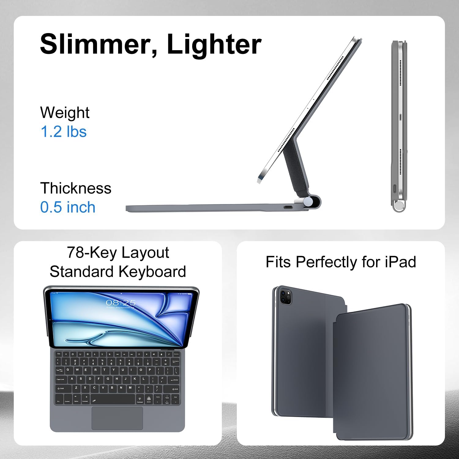 Capa Magic Keyboard para iPad Air 11 polegadas M2 2024 e iPad Pro
