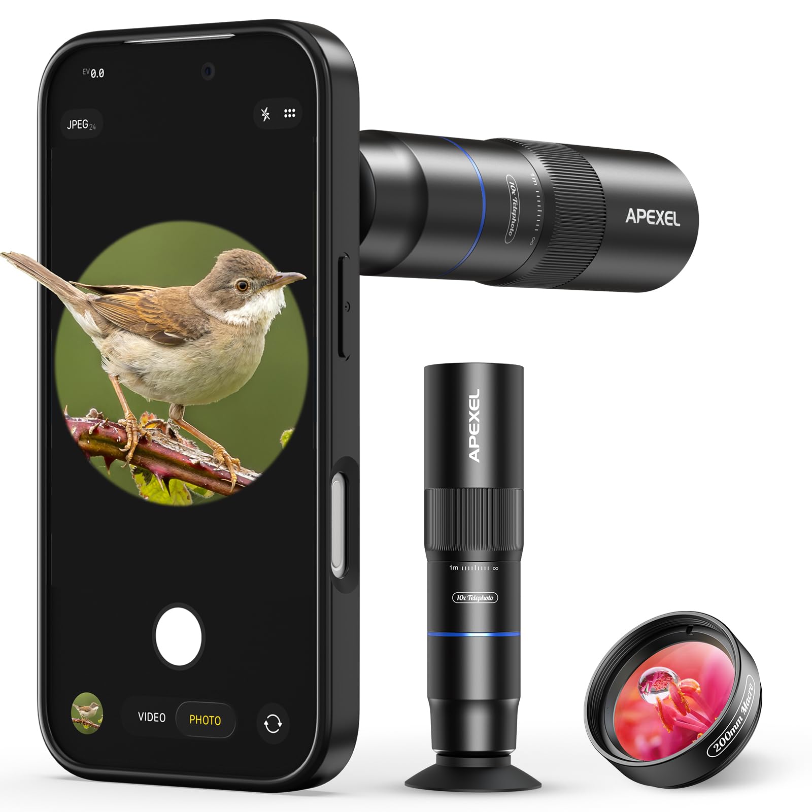 APEXEL 10X Tele-Macro Pro Dual Lens 2-in-1 Compatible with iPhone 18 17 Pro