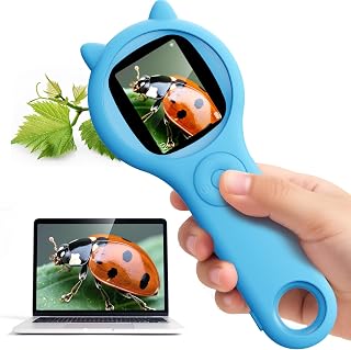 Microscope for Kids, Portable Digital Microscope for Outdoor Exploration | 500X digital magnifying glass with a 2-inch IPS screen for nature, camping, travel, and hands-on STEM learning.