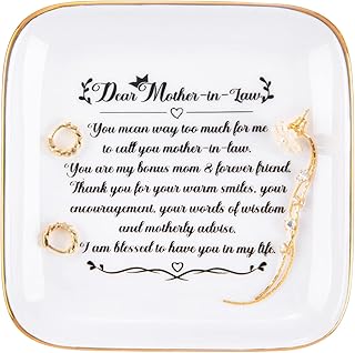 Mother in Law Birthday Gifts from Daughter in Law - Ceramic Ring Dish Jewelry Tray Trinket Plate - Mother’s Day Christmas Thanksgiving Day Gifts for Mother in law - Thank You Gifts for Bonus Mom