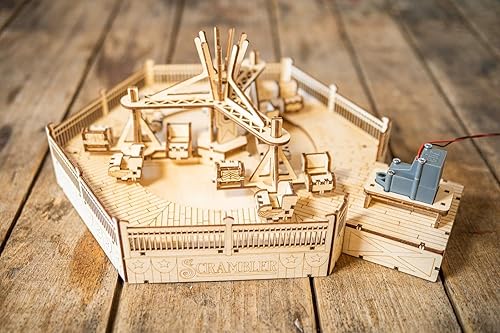 Miniatura 5 de Coasterdynamix 3-D Scrambler Carnival Ride - Kit de rompecabezas de construcción motorizado eléctrico para adultos y niños, rompecabezas de juguete