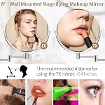 BTremary 8" Wall Mounted Magnifying Mirror 1X/7X Double-Sided for Details Make Up, 360° Swivel Wall Mount Bathroom Shaving Mirror Swing Arm for Men/Women, Chrome