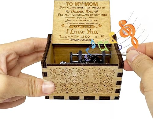 Miniatura 5 de Caja de música You are My Sunshine from Daughter to Mom, manivela clásica grabada, cajas musicales grabadas, regalos de recuerdo para mamá de hija