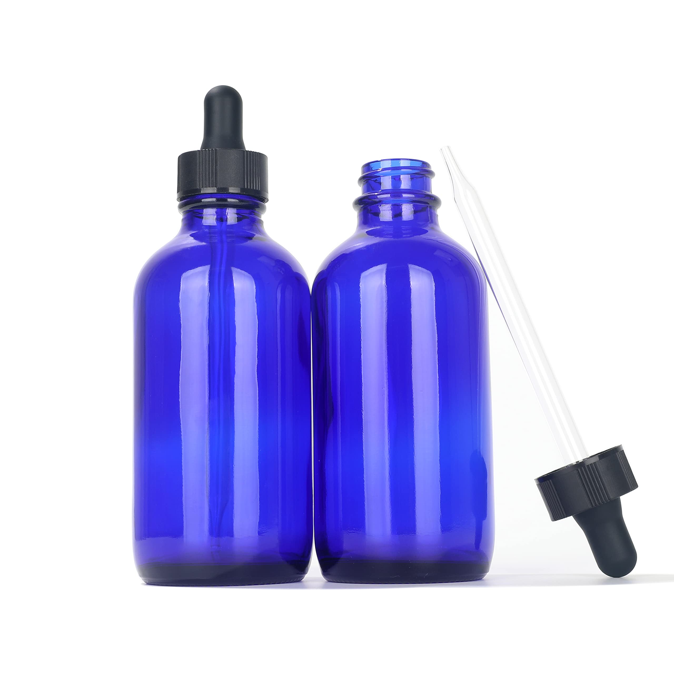 Magic Season Boston Round Glass Bottles (Blue / 120 ml with Dropper / 2 Pcs)