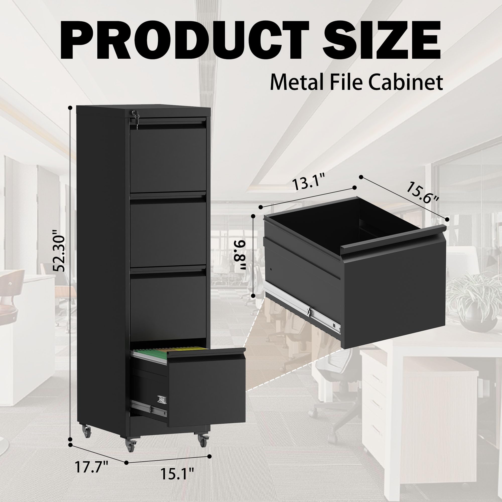 Amazon.com: FOSTOKO File Cabinet with Lock, 4 Drawers Filing