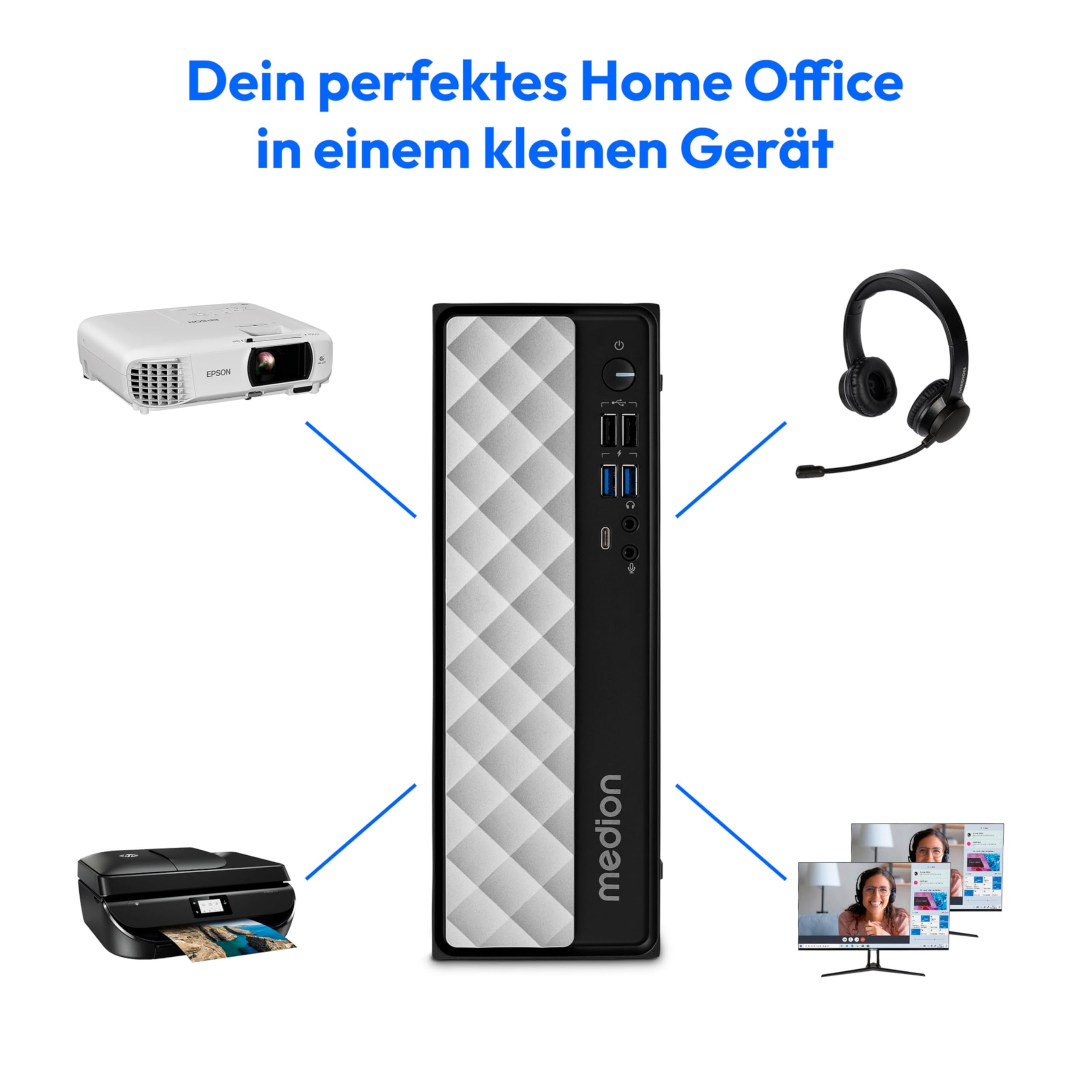 PC de Bureau - MEDION - T80 MD34590 - i7-12650H 2,3GHz - RAM 16Go - SSD 1To - Carte graphique intégrée - Win 11
