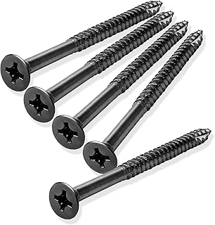 Cauldham Black Wood Screws #9 x 2-1/4 Inch for Door Hinges - 25 Pack