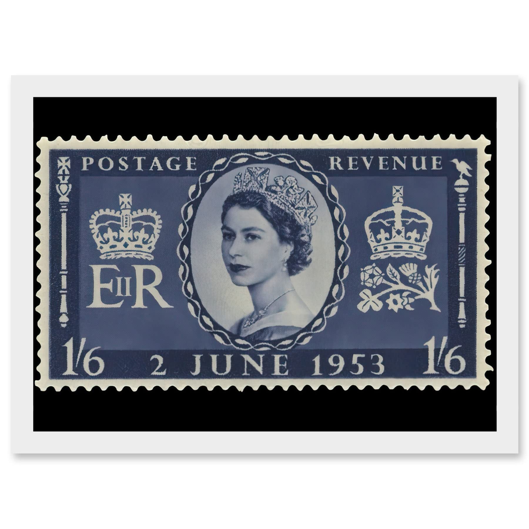 Queen Elizabeth II Coronation Stamp 1953 Framed Art Print A4 - Artery8