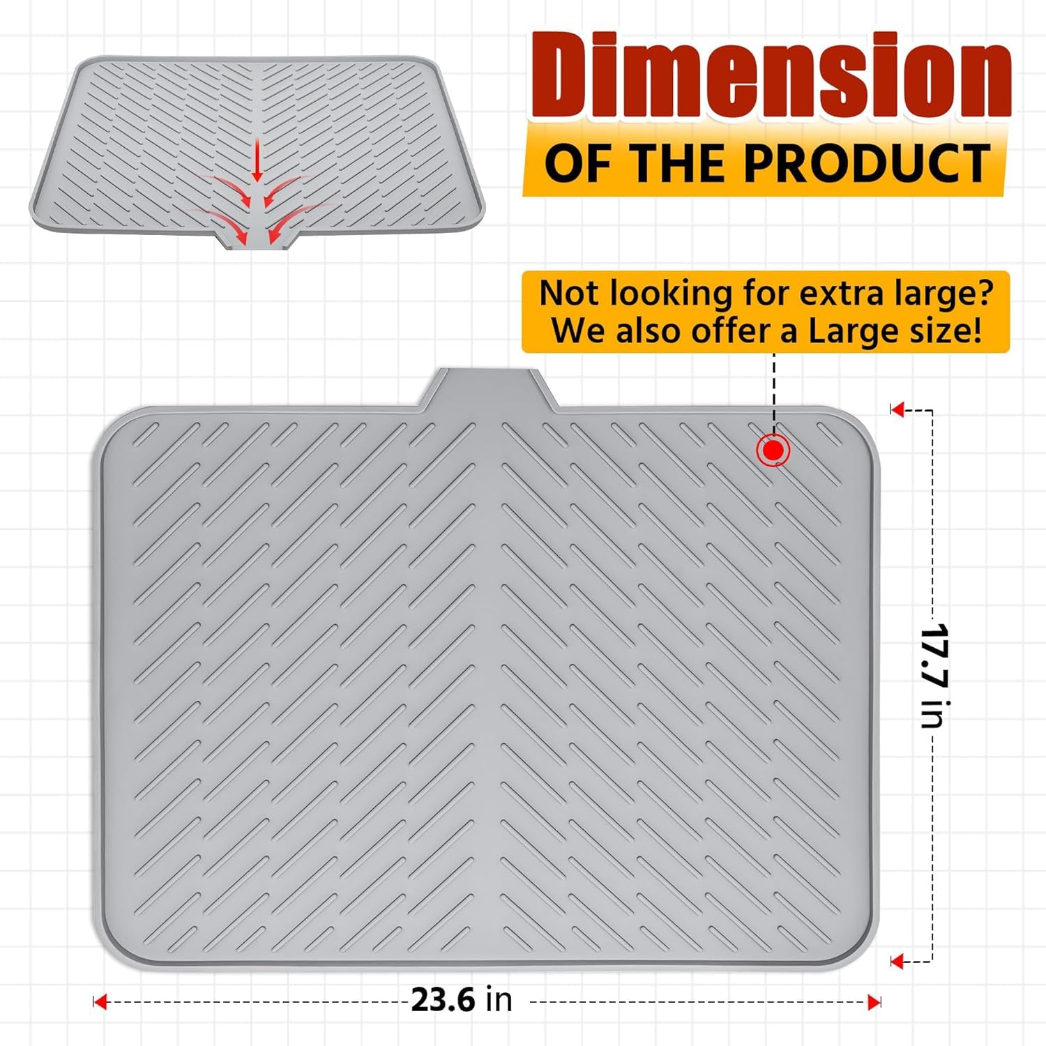 HAKKU Silicone Dish Drying Mat - Non Slip & Quick Dry -3 HAKKU Silicone Dish Drying Mat - Non Slip & Quick Dry -3