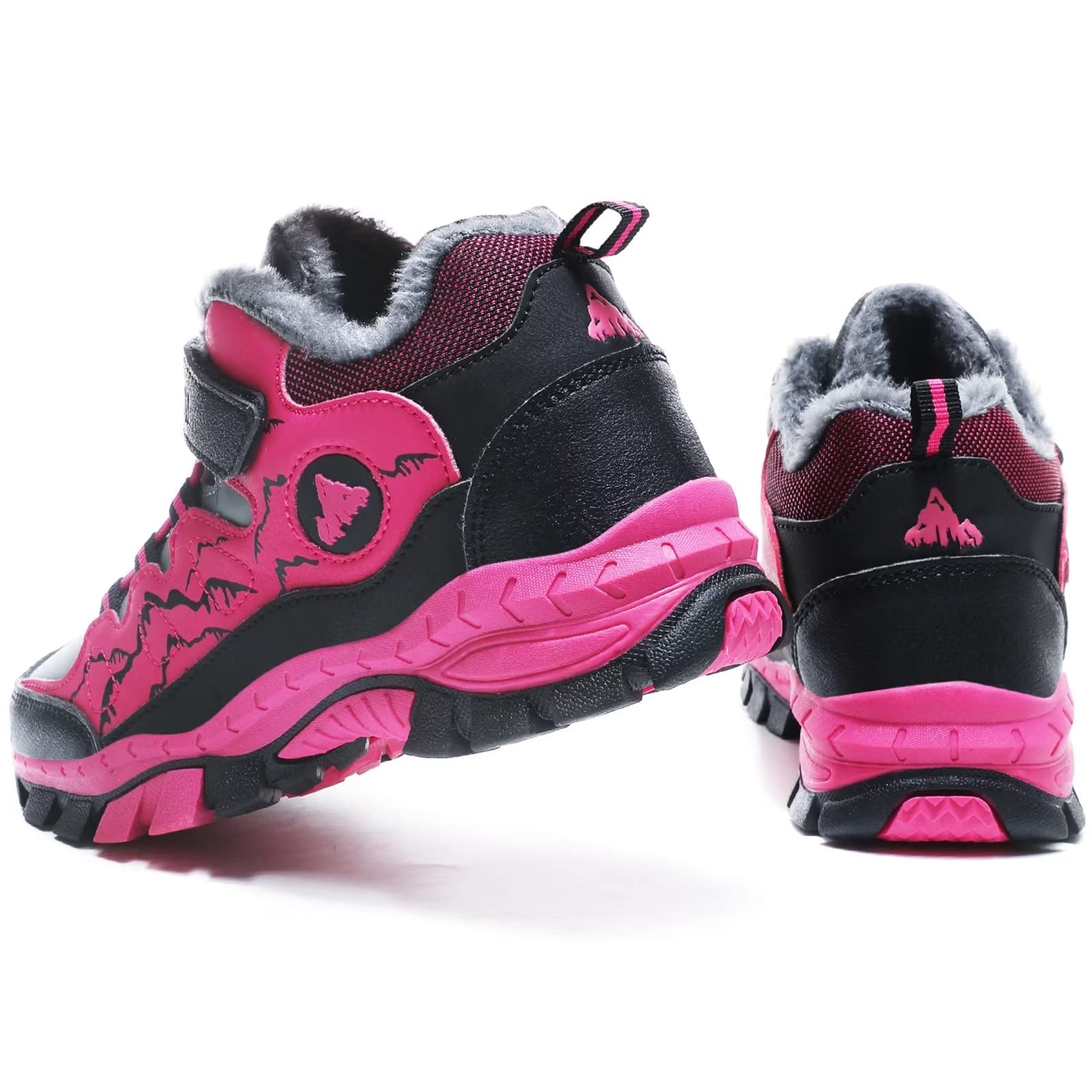 Chaussure Hiver Garçons Fille Anti-dérapant Botte de Neige en Coton pour Enfants Escalade Chaussures Randonnée Bottes,Rose,34