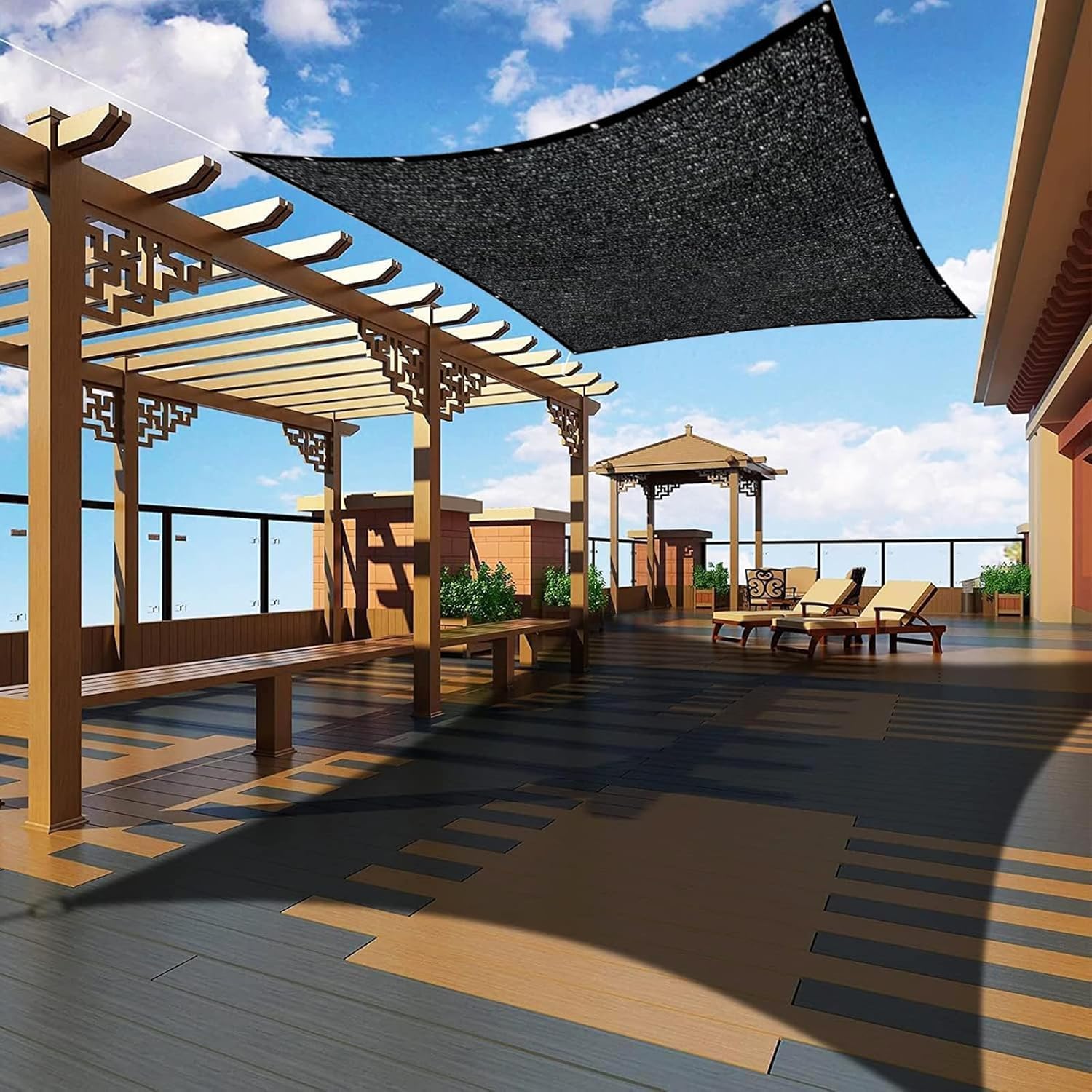 Malla de Sombra con Ojales, Red de Sombra 80-95% UV-Malla Sombreo Exterior HDPE Transpirable para Jardín Invernadero Pérgola Patio Balcón y Gallinero, Toldo de Sombra Resistente Viento — view 8