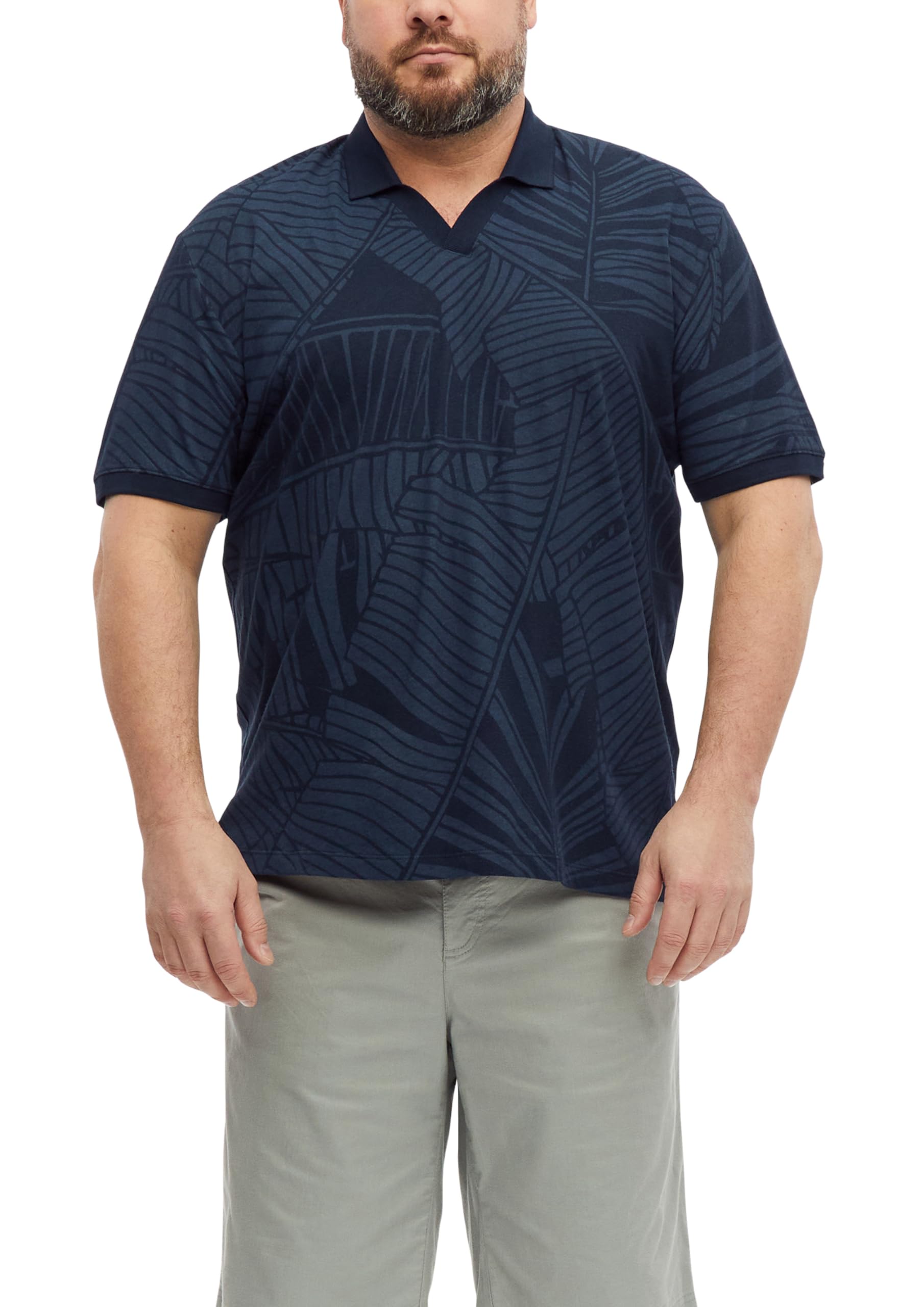 s.Oliver Men's 2181095 Polo Shirt with All-Over Print (Pack of 1), Blue, XXL