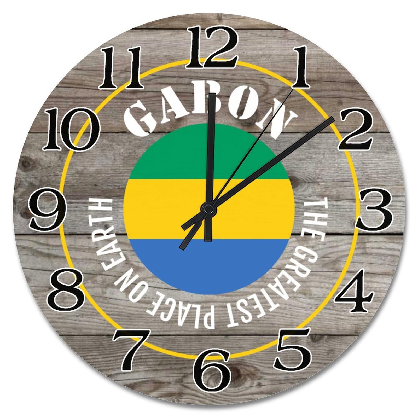 Horloge murale Gabon de 25,4 cm, pendule vintage de style ferme à piles pour salon