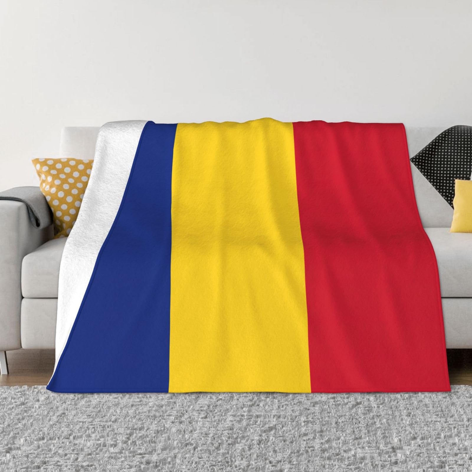 Couverture drapeau Roumanie en micro-polaire douce pour lit et canapé
