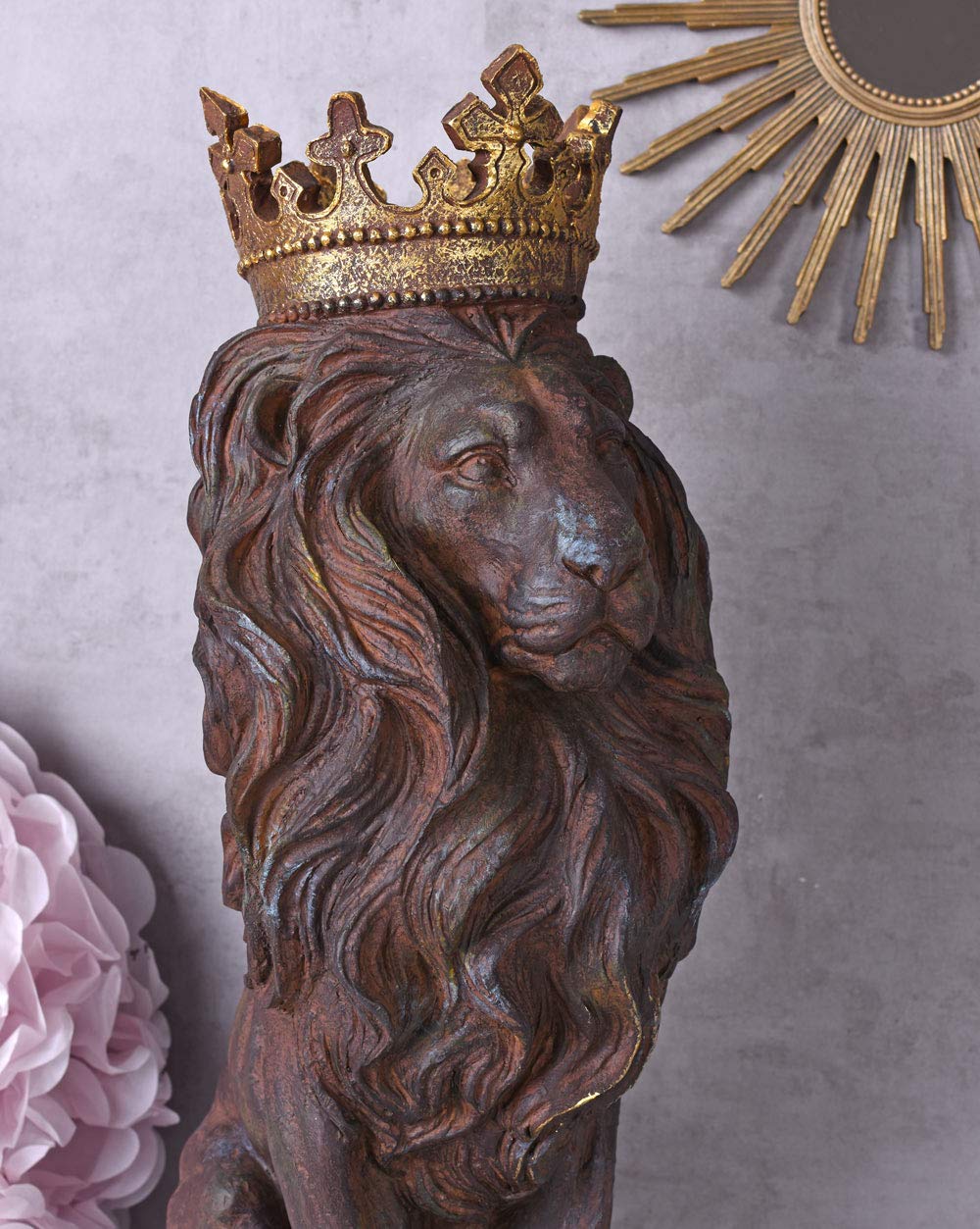 Unbekannt Figurka lwa figurka zwierzęcia wejście lew z koroną rzeźba ogrodowa, brama ogrodowa, lew ogrodowy, cw204 Palazzo Exclusive