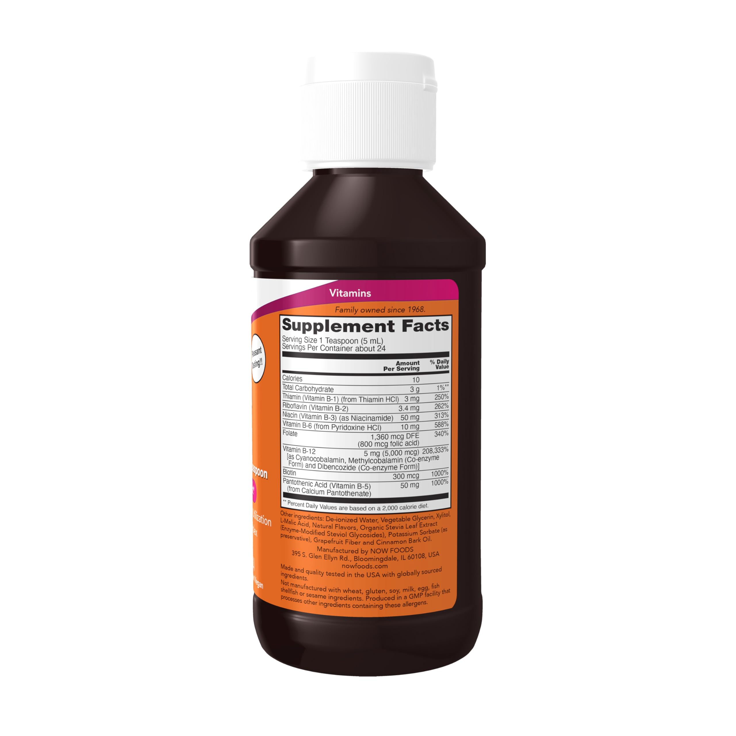 NOW Foods Supplements, Ultra B-12, Liquid, 800 mcg Folic Acid, Cellular Energy Production*, 4-Ounce