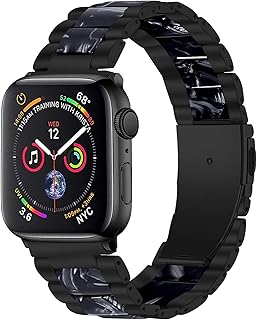 Jennyfly iWatch 6 Watch Band, Women Fashion Comfortable Resin Replacement Wristband with Metal Stainless Steel Buckle Adjustable 5.5-7.87 inch Compatible with iWatch Series 6/5/4/3/2/1 38MM/40MM