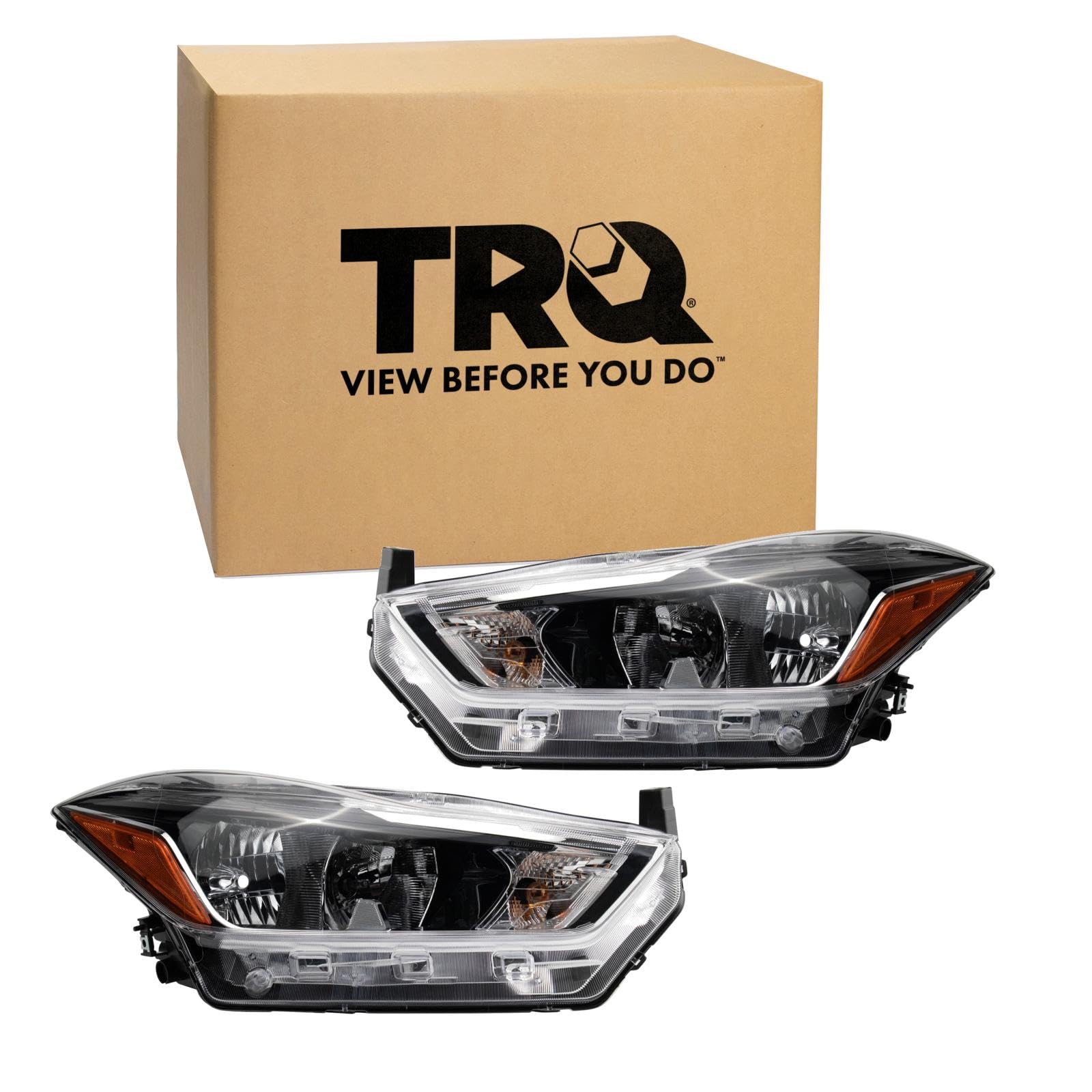 TRQ 2 Piece Headlight Assembly Set Driver &amp; Passenger Side Compatible with Nissan Kicks S SV 2018-2020 NI2502264 NI2503264 260105RL0A 26010-5RL0A 260605RL0A 26060-5RL0A
