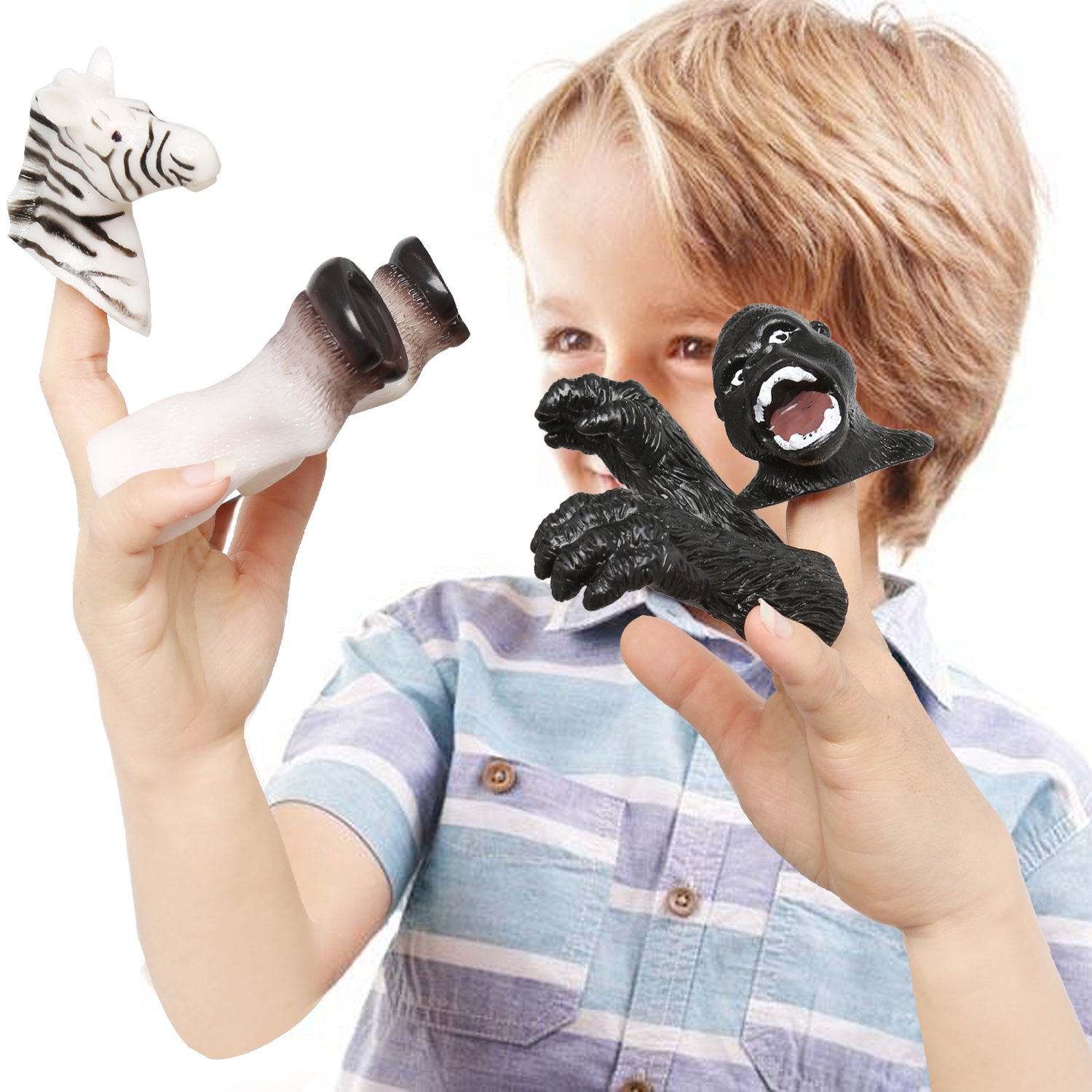 Amazon.co.jp: リアルな動物指人形プレイセット 30個 - ソフトビニール