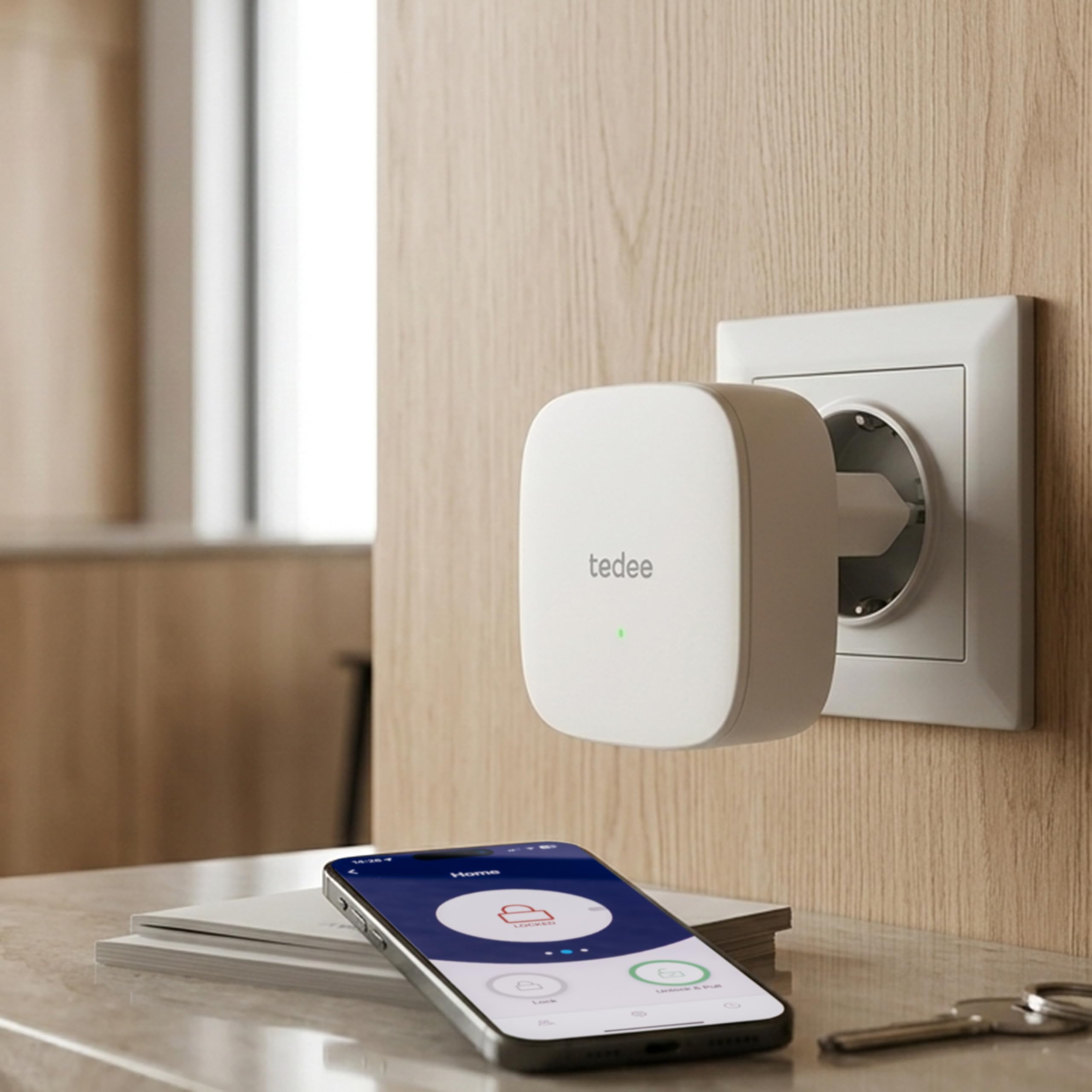 Tedee Bridge für elektronisches Türschloss, Steuerung über Bluetooth, tedee WiFi Bridge ermöglicht Öffnen und Schließen aus der Fernbedienung, für iPhone & Android,