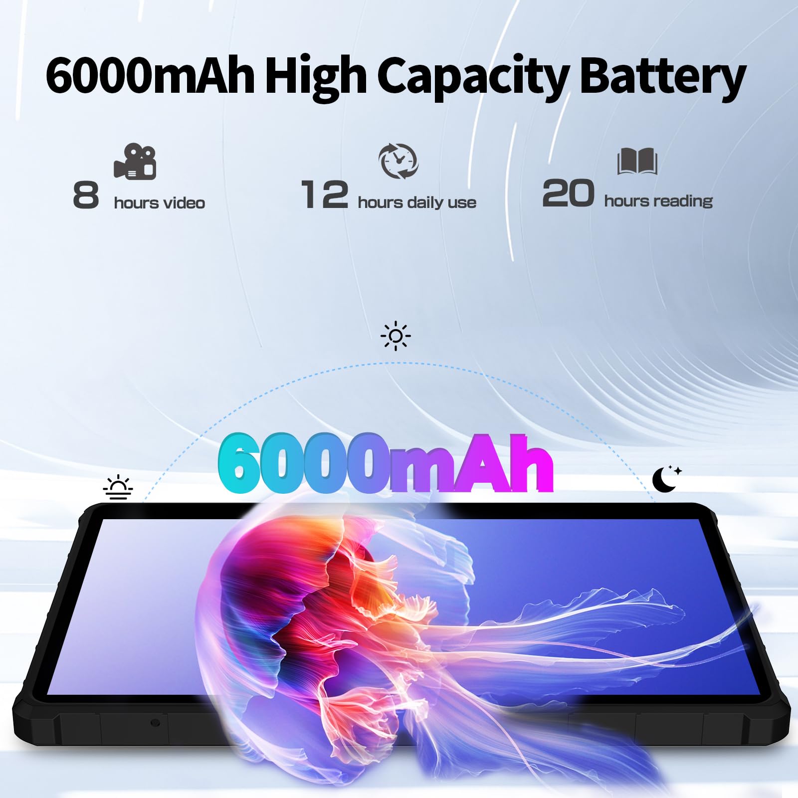 PRITOM 10 Zoll Android 15 Tablet PC mit 16GB RAM 64 GB ROM, 1024GB Expand, Octa core, 5G WiFi, Dual Kamera, Bluetooth, 10" Tablet mit Schutzhülle