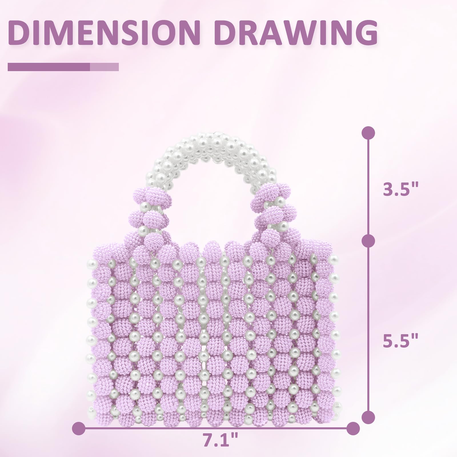 Women Pearl Purse,Pearl Clutch, Evening Bags, Square Artificial Pearl Clutch, White Purse for Party Wedding Travel(Purple)