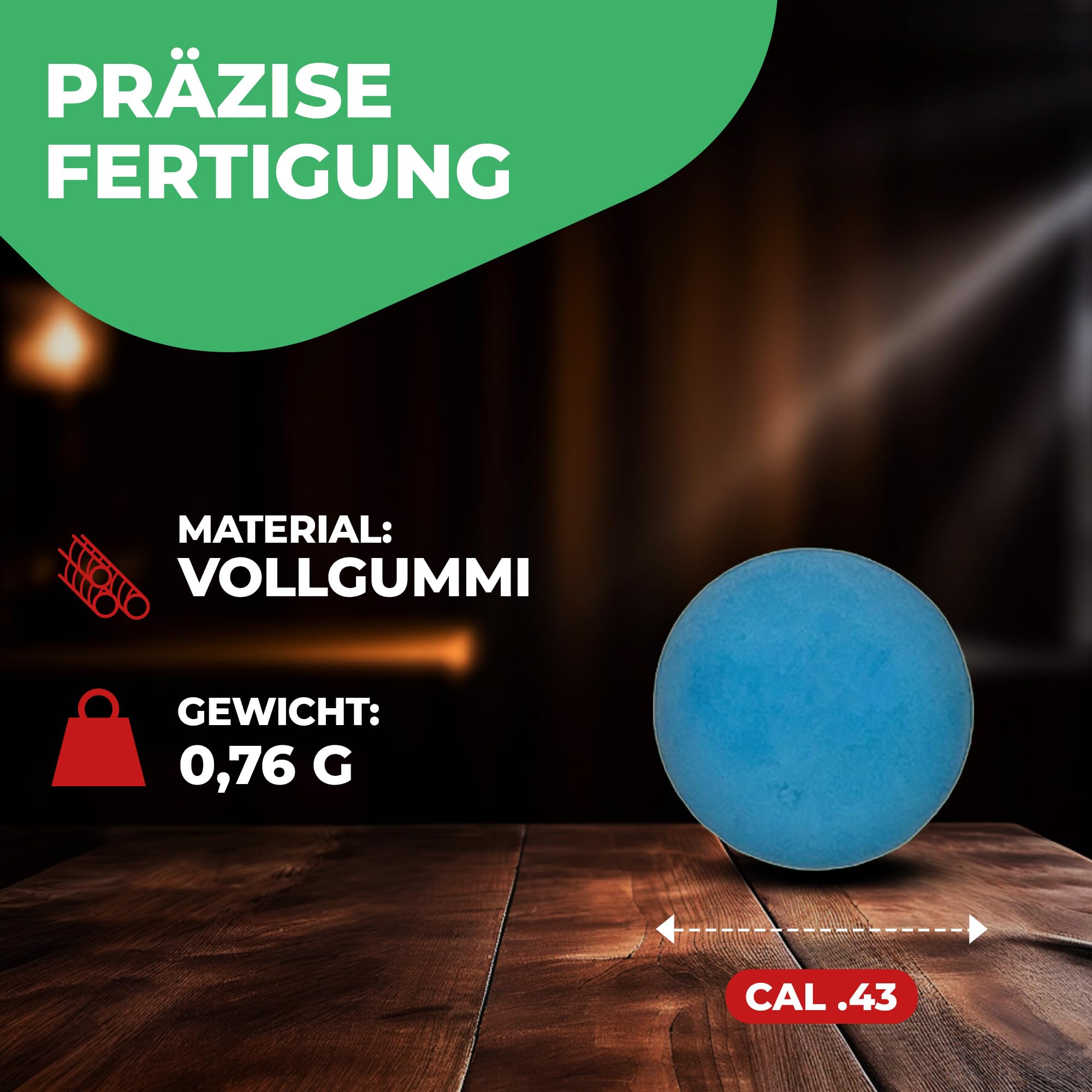 500 x RB Cal.43 blau Rubberball Gummigeschosse Fritz-Cell kompatibel mit T4E HDR50 / HDP5