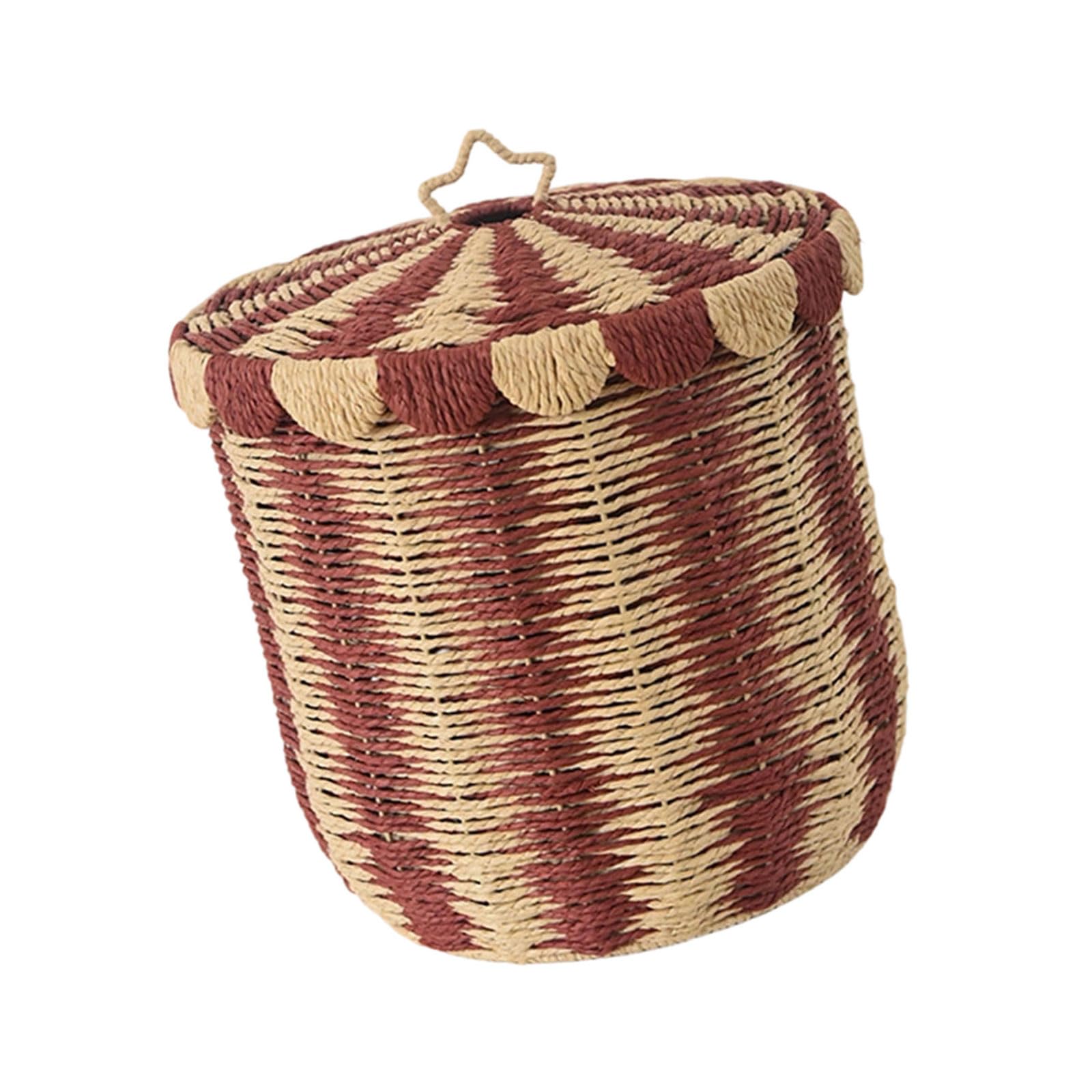 Spacious Rattan Weave Clothes Container Easy to Carry and Clean Ventilated Dirty Clothes Bin for Daily Use Handwoven Laundry Basket with Lid
