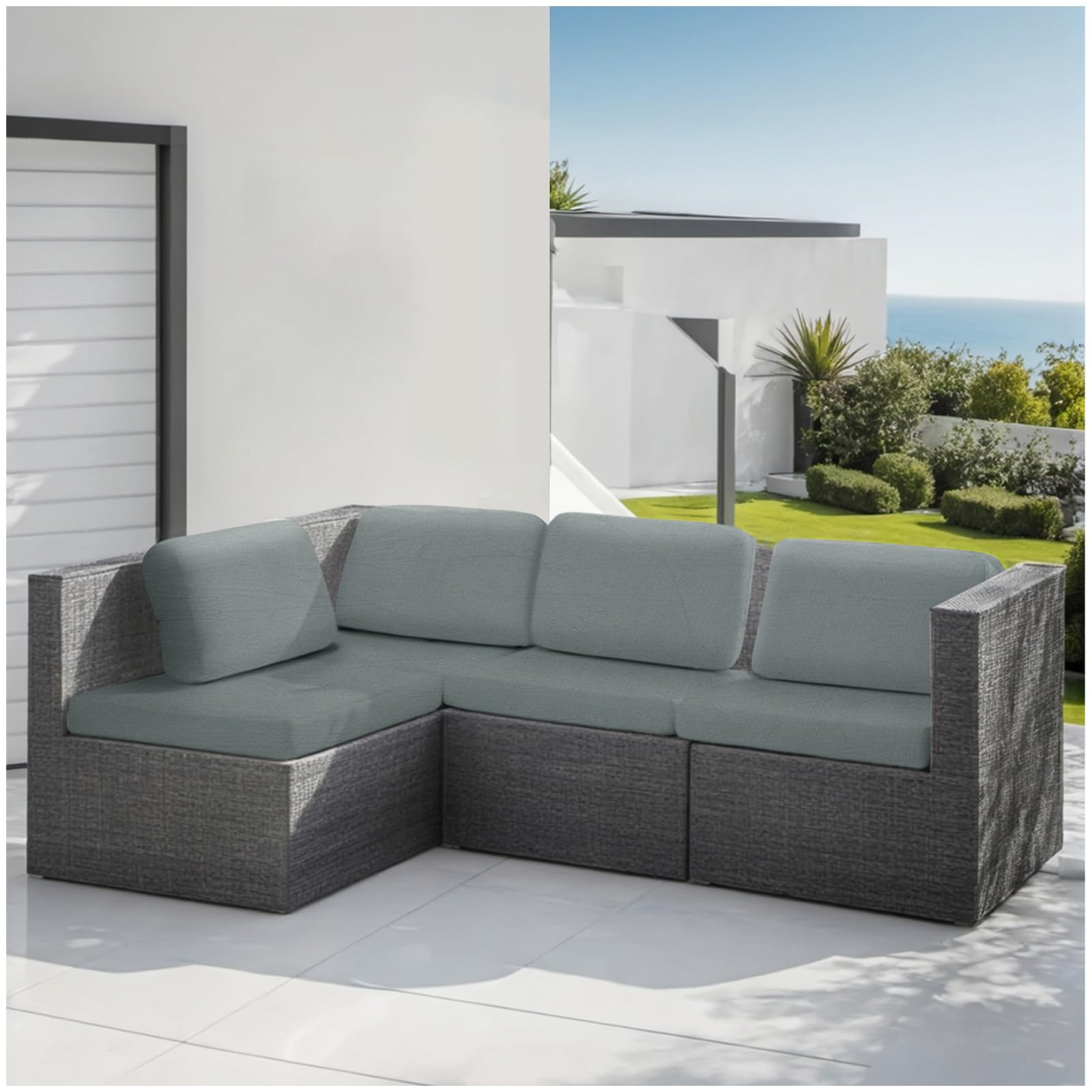 DATOUJL Garden Terrace Furniture Seat Cover Outdoor Water Resistant Replacement Seat Cushion Covers for Patio, Outdoor Rattan Chair Seat Pads Cushion, Washable and Durable (Grey,Back Covers) — image 1