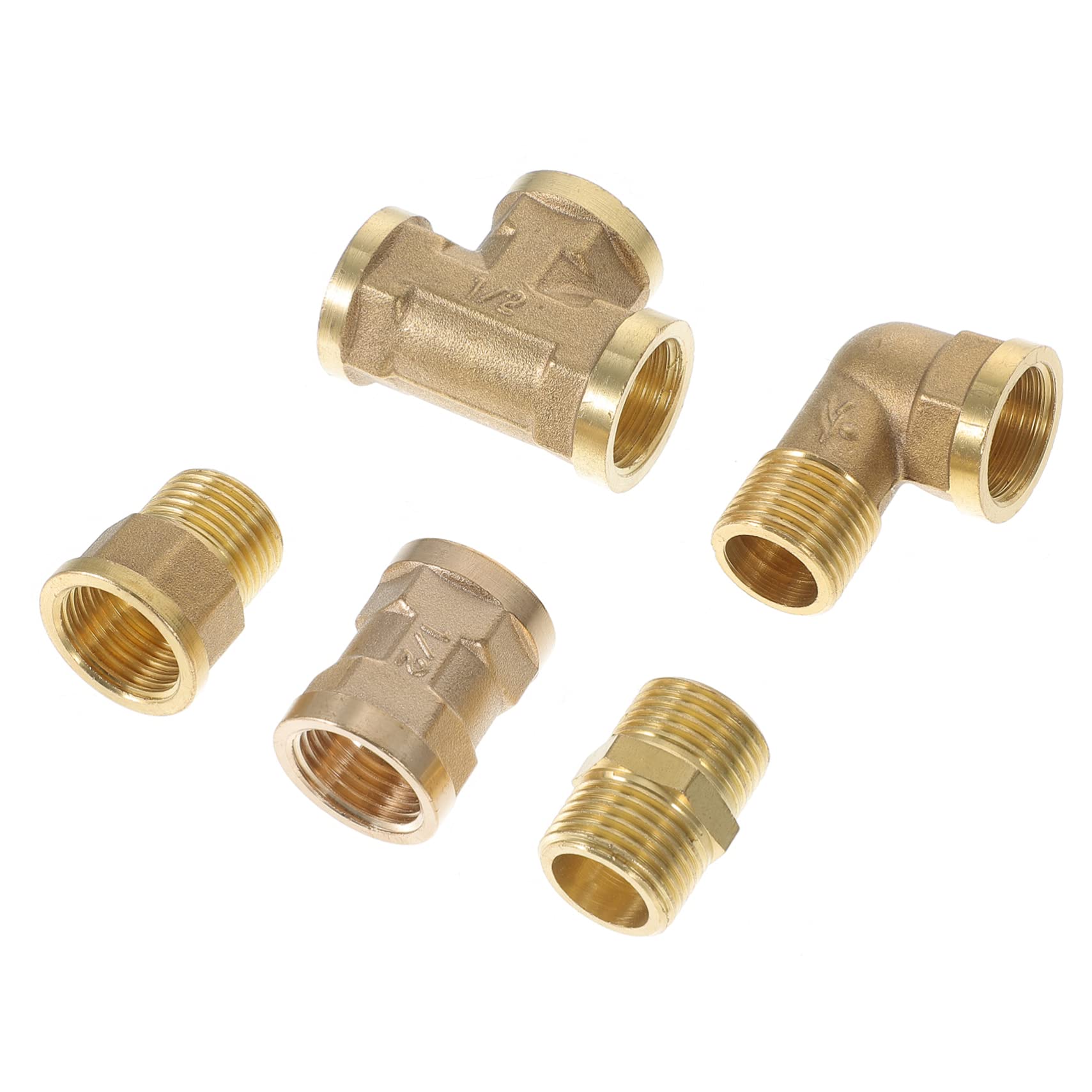 BESTonZON 1 Jeu De Raccords en Laiton Connecteurs De Tuyau D'Arrosage Adaptateur De Tuyau 1/2 Raccord De Tuyau 1/2 Té 1/4 Npt Adaptateur De Tuyau Mâle À Mâle Coupleur De Robinet