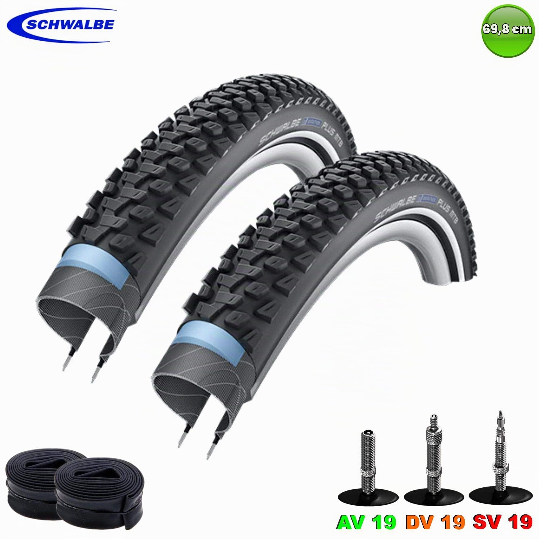 2 x Schwalbe Marathon Plus MTB Fahrraddecke 27,5 x 2.25 57-584 + 2 Schläuche SV19