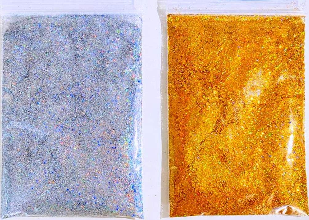 Mahir Glitter Supreme Quality Nail Art & Design Art Glitter (Silver Holographic 50 Gm Pack & Golden Holographics 50 Gm Pack)-image-39