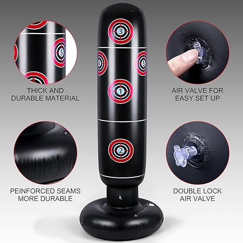 Miniatura 6 de Inflatable Punching Bag for Kids - 63 Inflatable Kid Boxing Bag - Children Sports Toy Free Standing Bounce Back Tumbler for Sparring Boxing Bag