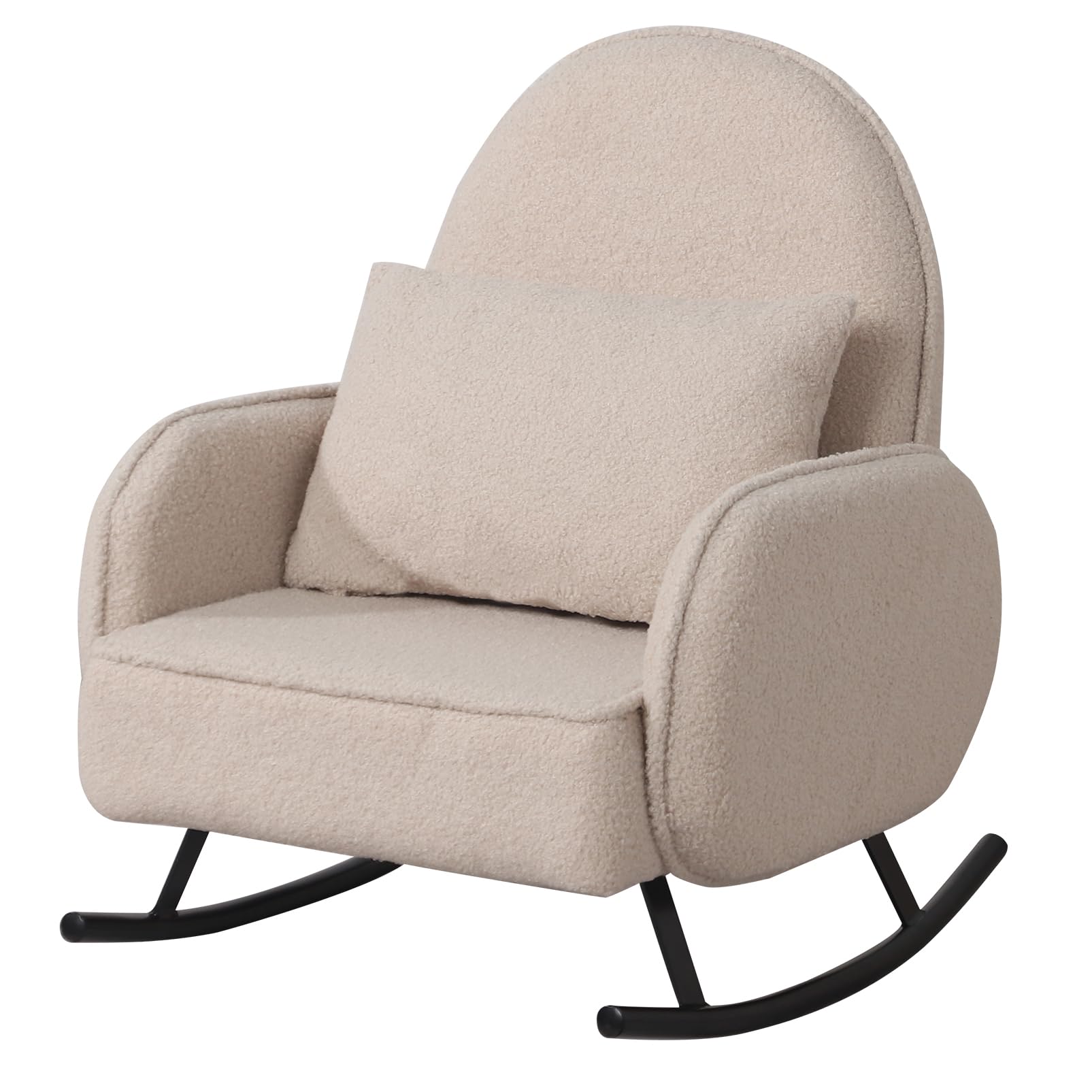 Yoonnie room Baby Rocking Chair,Toddler Chair,Kids Chair,Kids Sofa, Shaky Metal Foot and Sherpa Fabric,Toddler Rocking Armchair for Boys and Girls Rest (Beige)