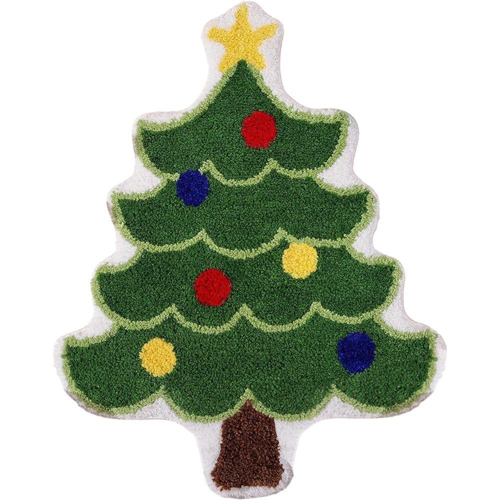 Paillasson antidérapant pour porte d'entrée et tapis de douche sapin de Noël