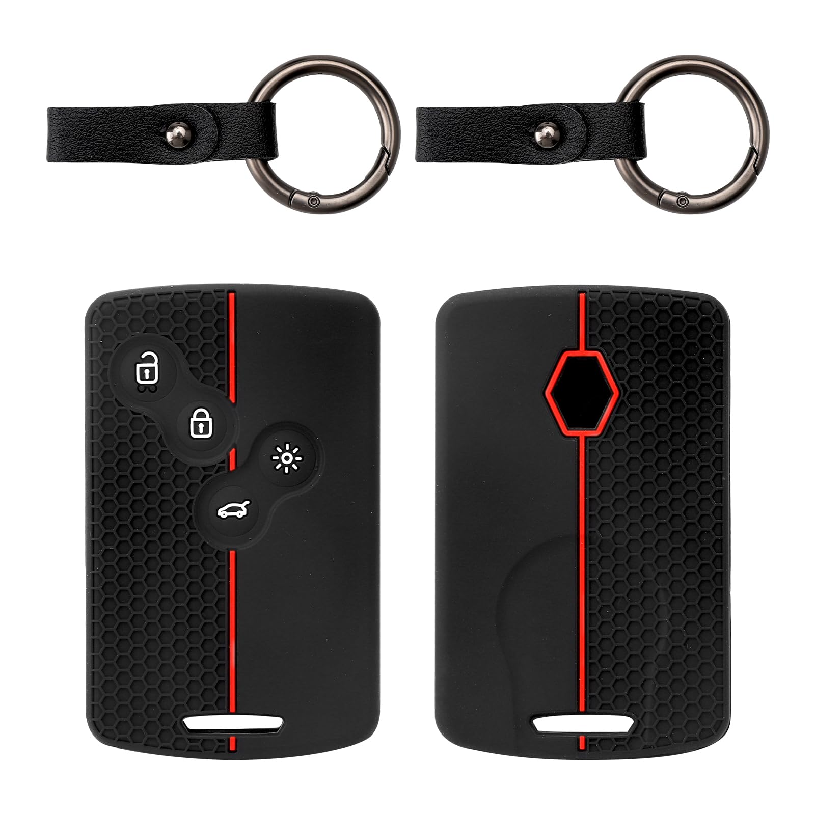 VOSSOT Juego de 2 fundas para llaves de coche compatibles con Renault, Renault Clio, Scenic, Megane, Duster, Sandero, Captur, Twingo, silicona compatible con Renault, Negro