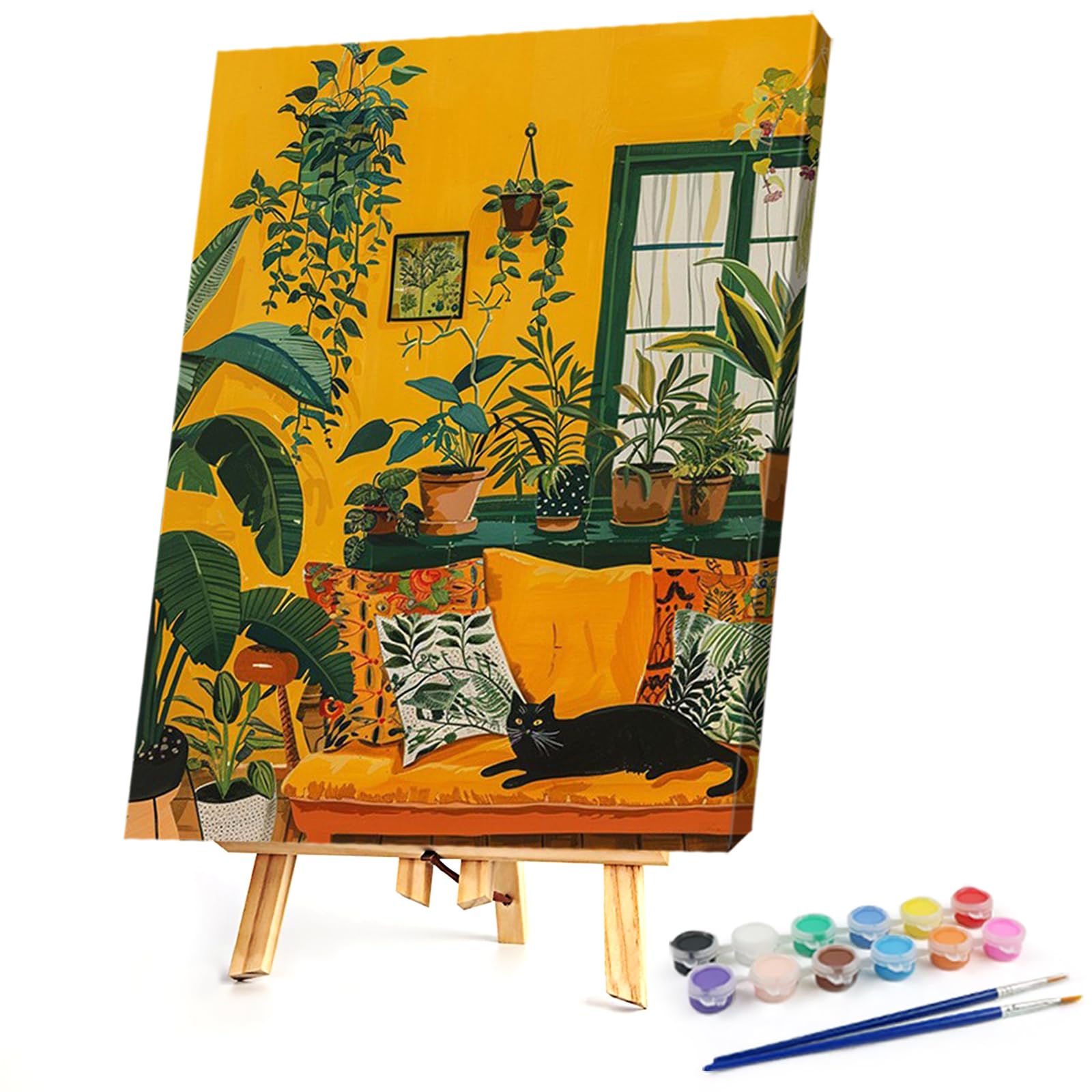 Poetrydraw Black Cat Diy Paint By Numbers Kits Drawing Paintwork On Canvas 11.81X15.75inch With Frame Canvas Oil Painting Number Painting For Beginners Adults Gift Home Wall Decor (Black Cat)