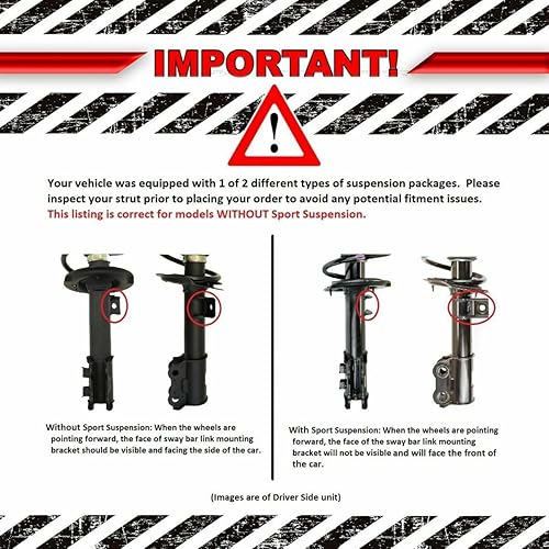 Miniatura 2 de Front Loaded Complete Strut Spring Assembly Sway Bar 4pc Kit Compatible with GLS SCA34373