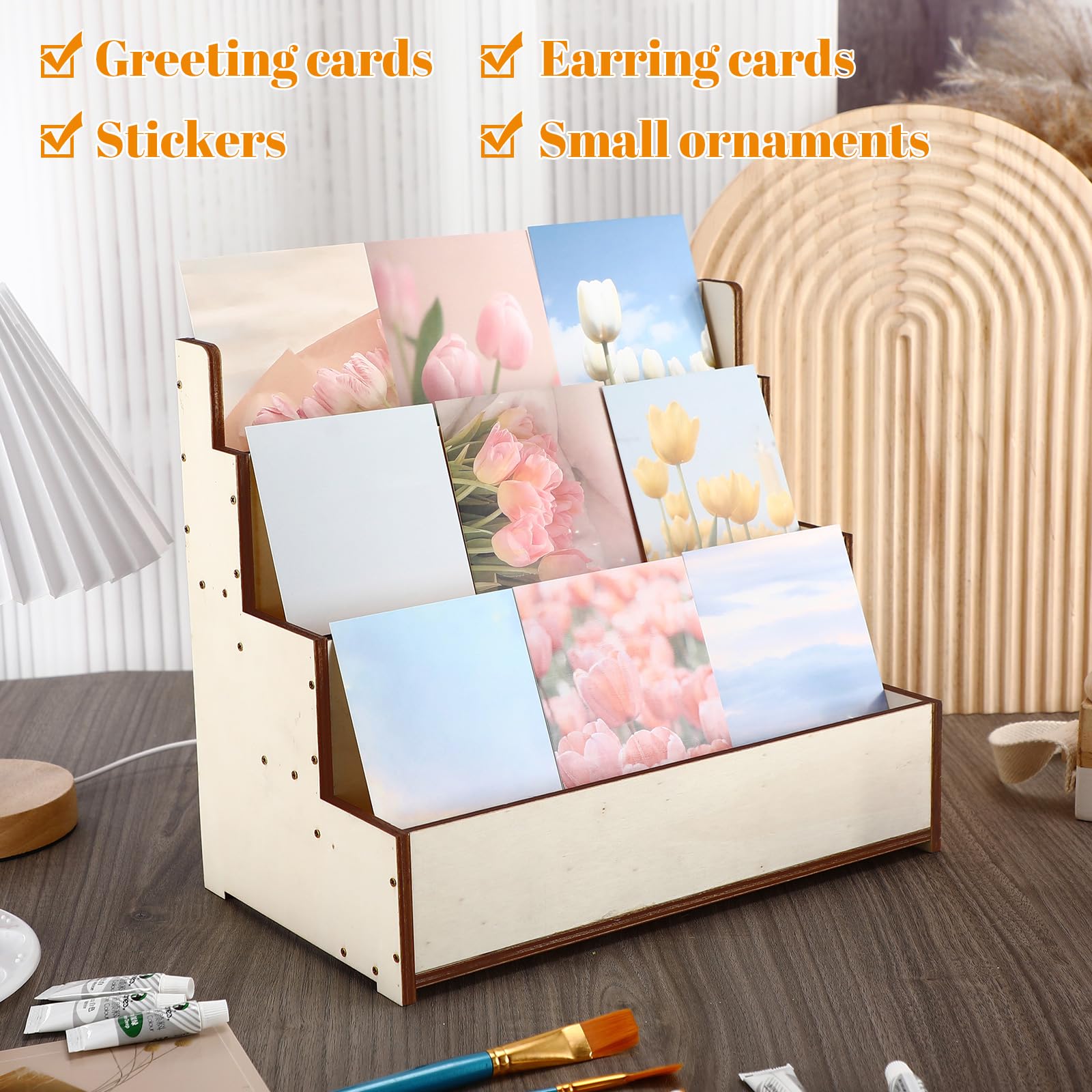 WANDS 会報2.3 とグリーティングカード　セット Amazon.co.jp: Wenqik 2個 3段 木製グリーティングカードディスプレイ