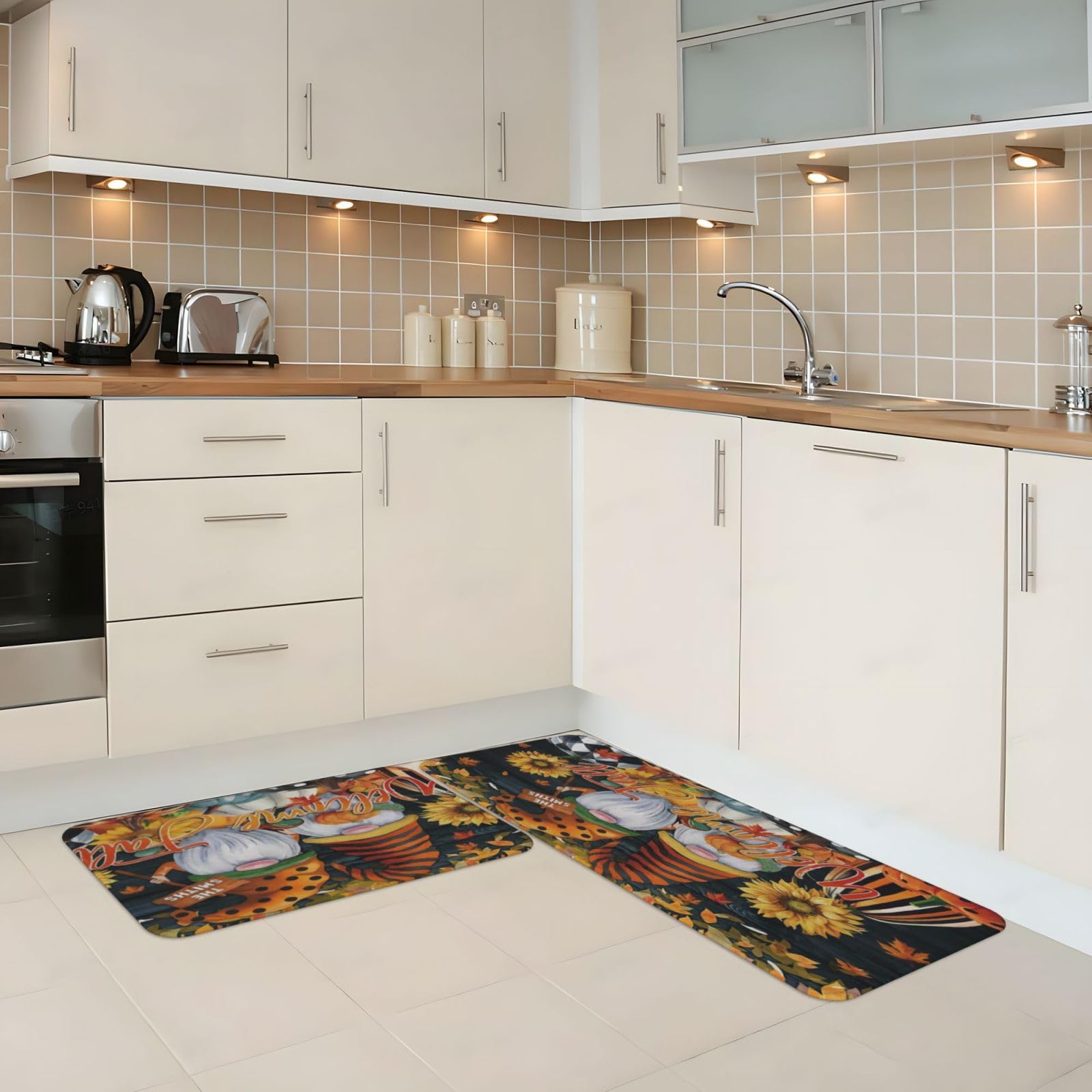 Welcom Küchenmatte für Boden, Bauernhaus, Küchenteppich, rutschfest, für Waschbecken, Wäsche, Büro, Zuhause, Schreibtisch, 43,2 x 129,2 cm + 43,2 x 73,2 cm, 2 Stück